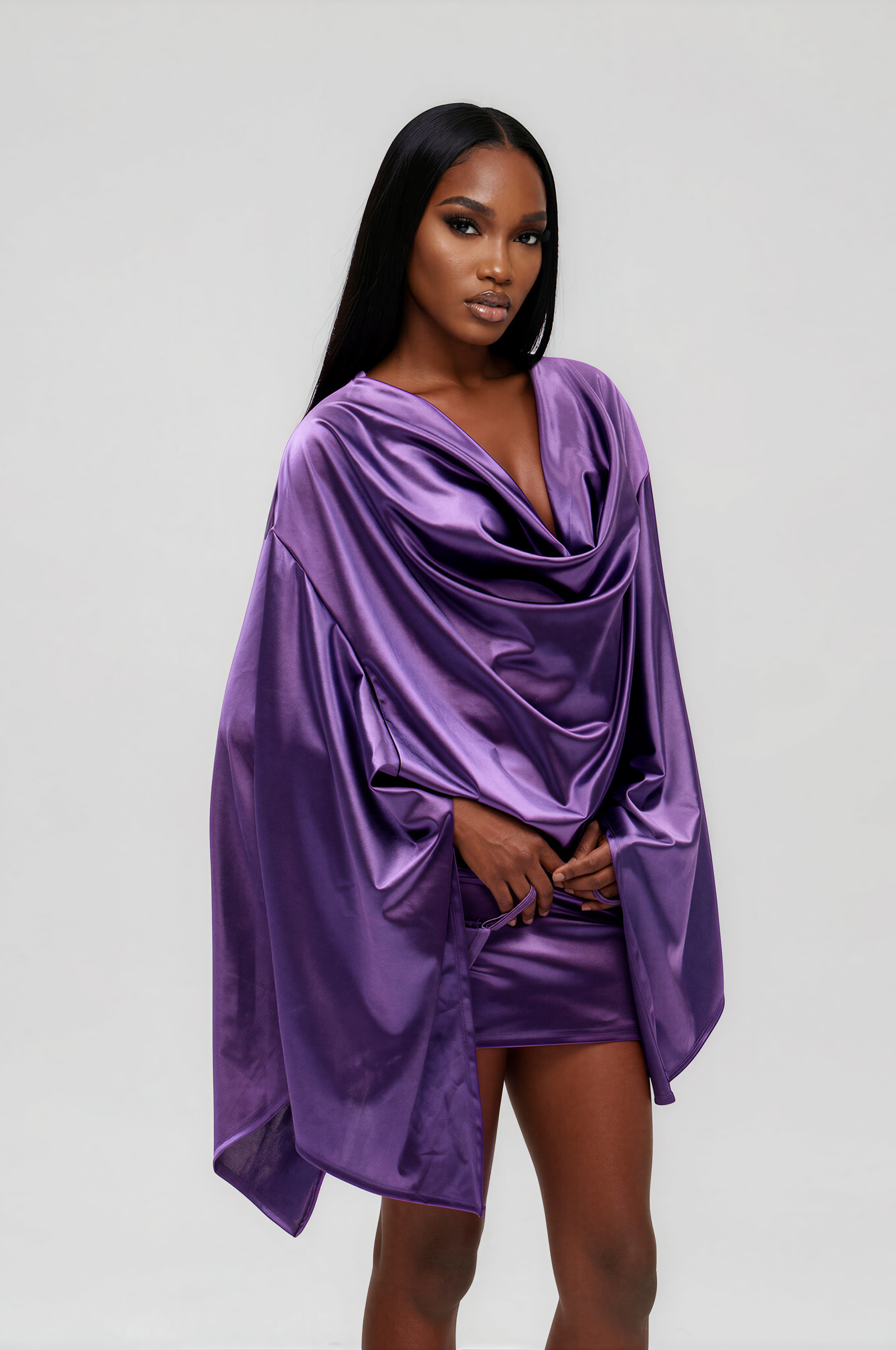 Iliyana Cowl Neck Mini Dress