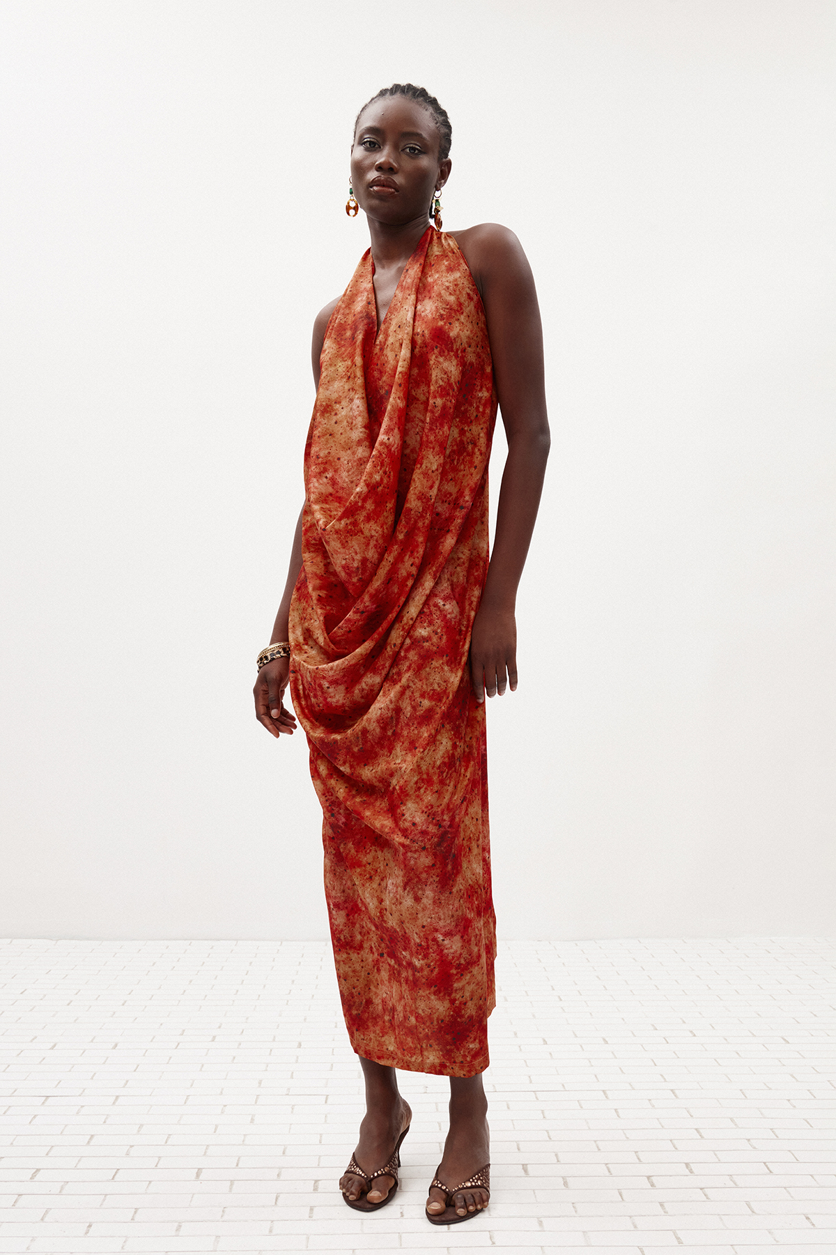 Ilja Halter Neck Draped Maxi Dress