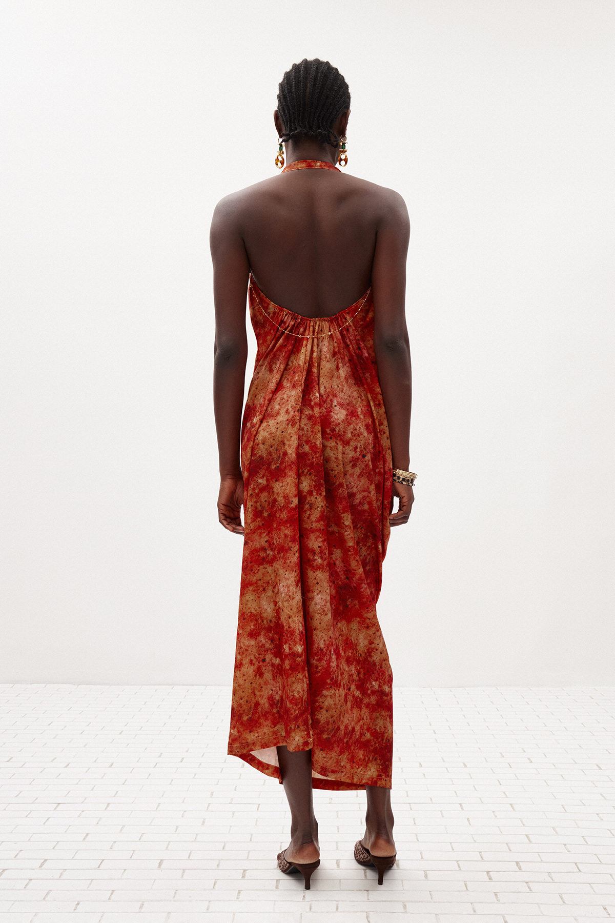 Ilja Halter Neck Draped Maxi Dress