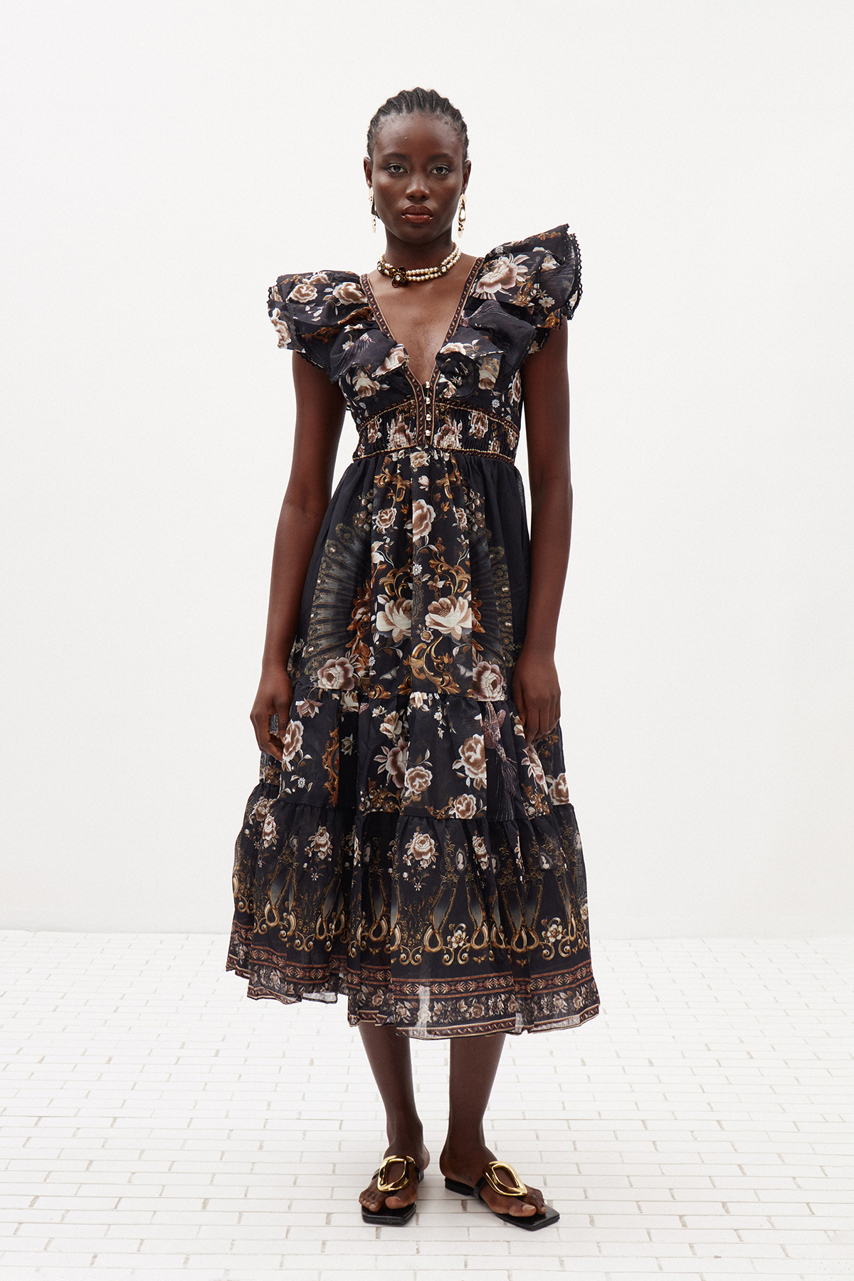 Ilkhom Plunge Floral Maxi Dress