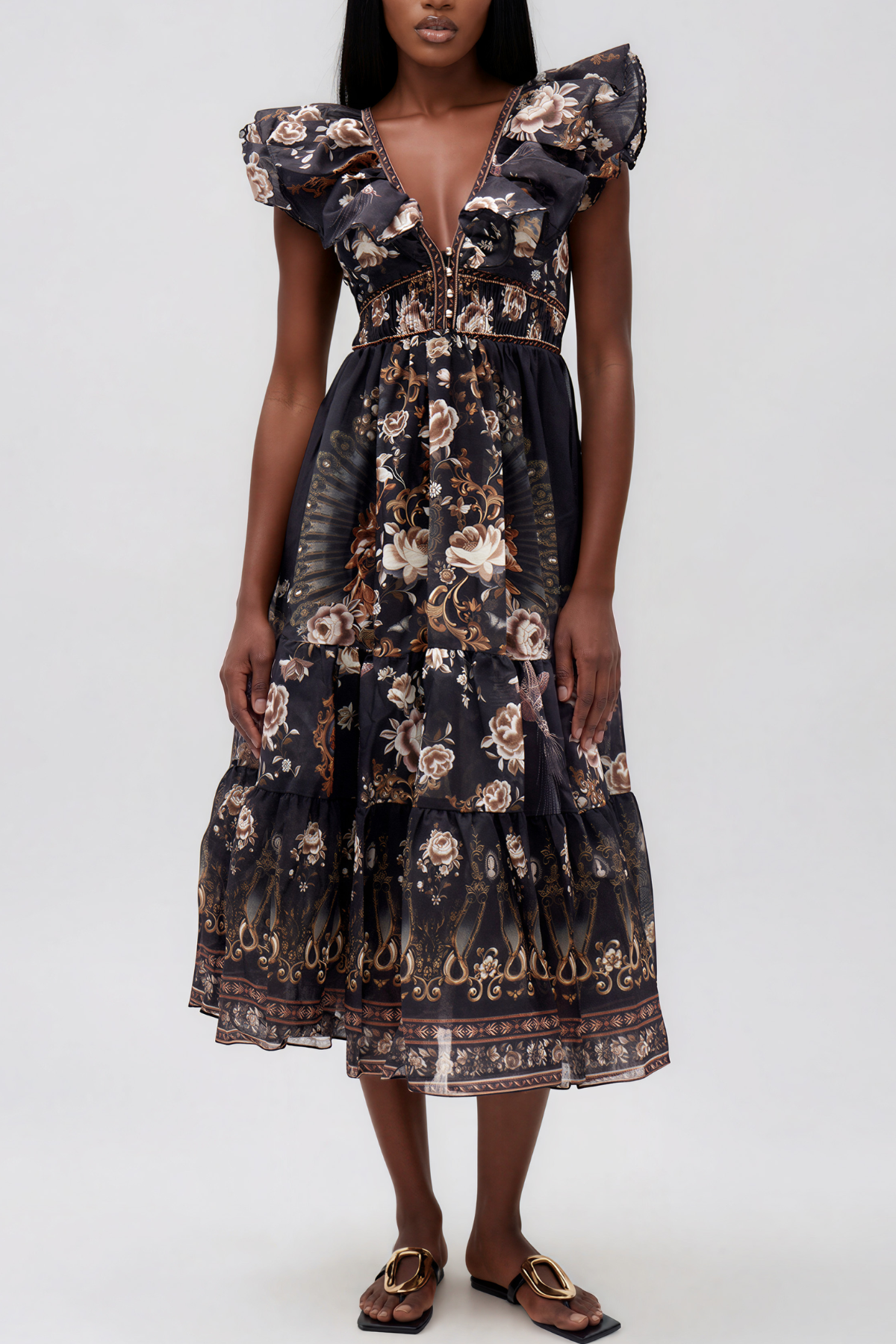 Ilkhom Plunge Floral Maxi Dress