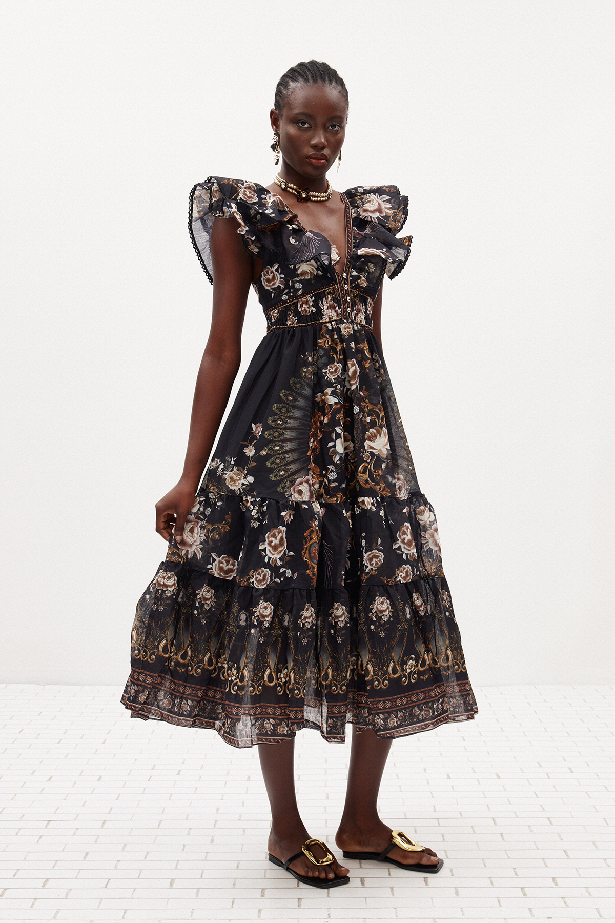 Ilkhom Plunge Floral Maxi Dress