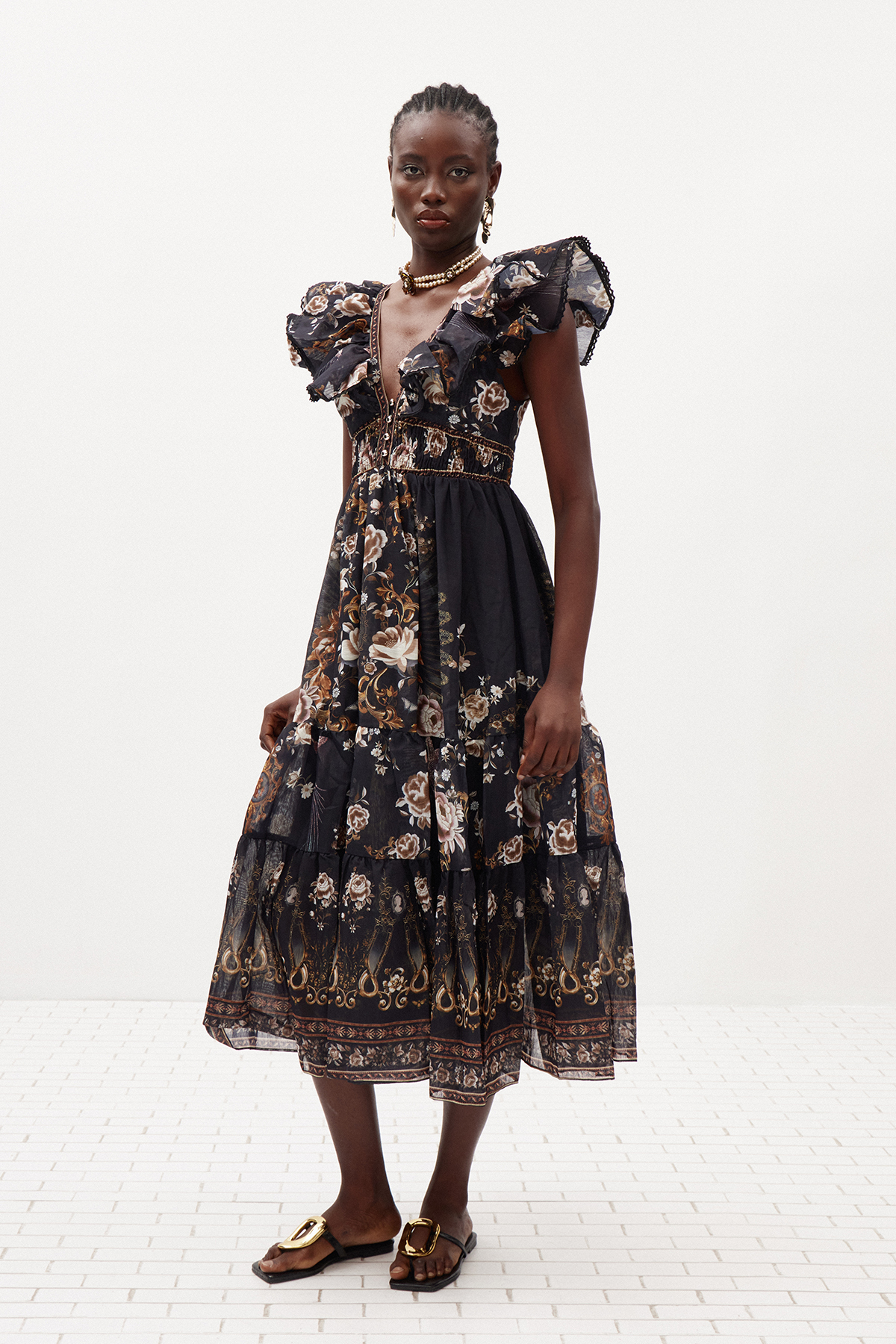 Ilkhom Plunge Floral Maxi Dress