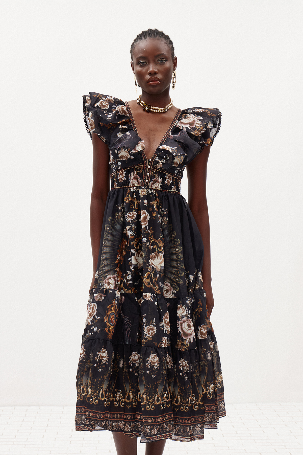 Ilkhom Plunge Floral Maxi Dress