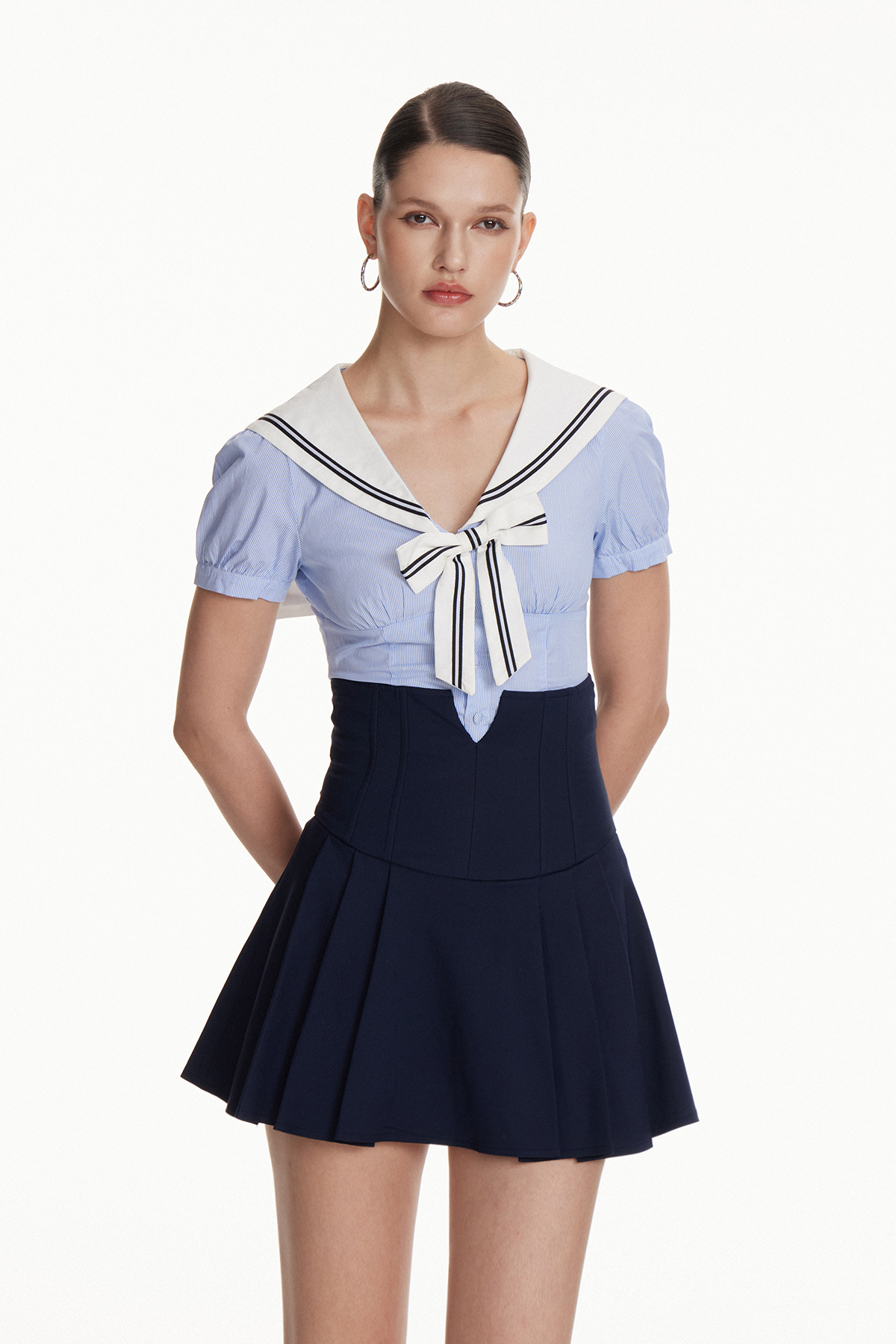 Ilkin Stripe Ruffle Skirt Set