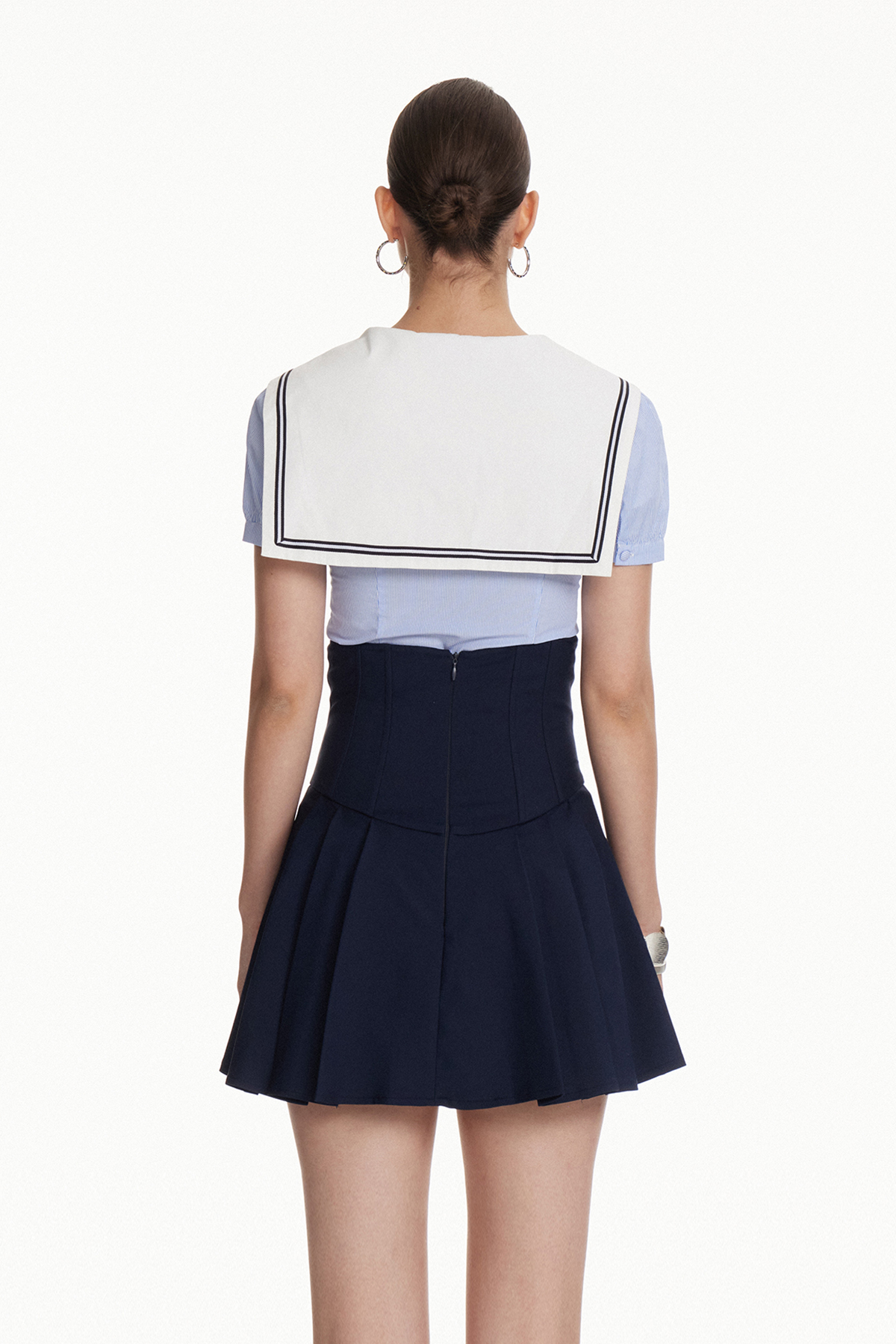 Ilkin Stripe Ruffle Skirt Set