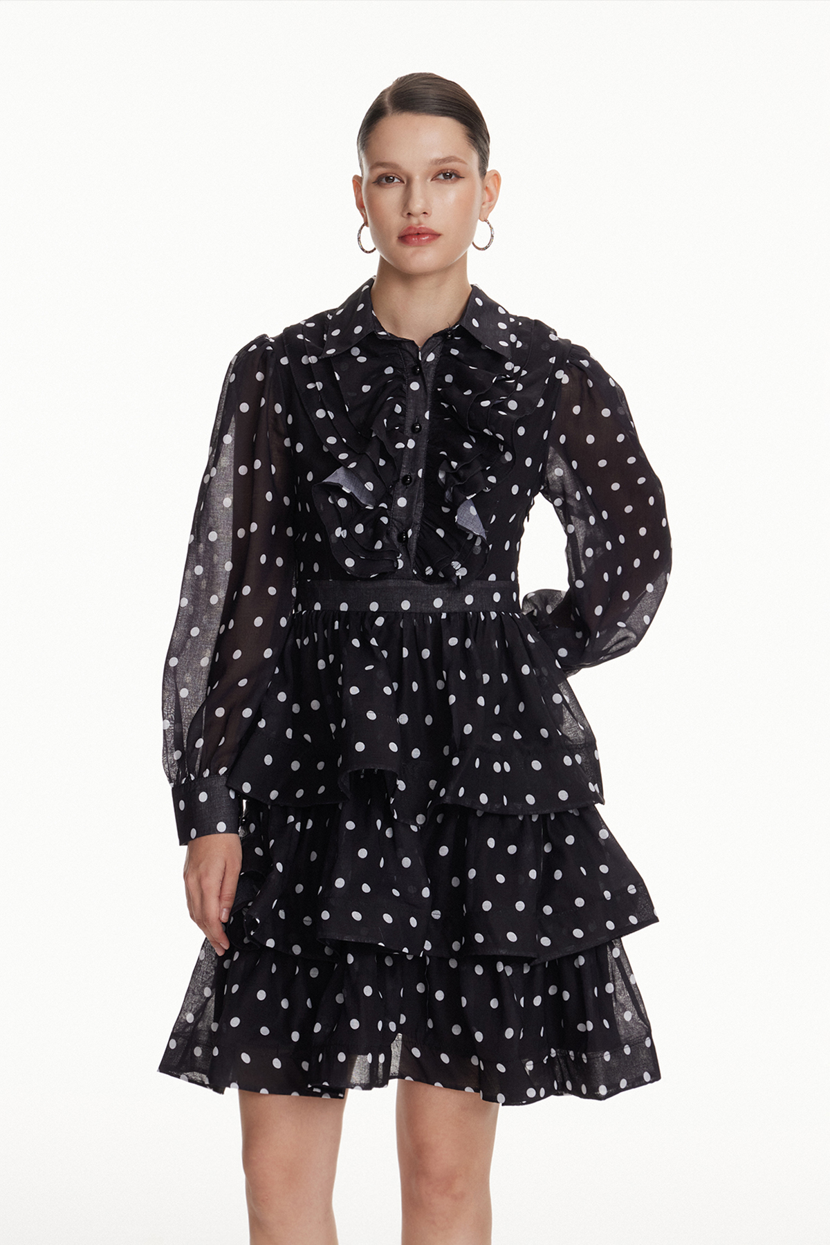 Illia Dot Ruffle Mini Dress