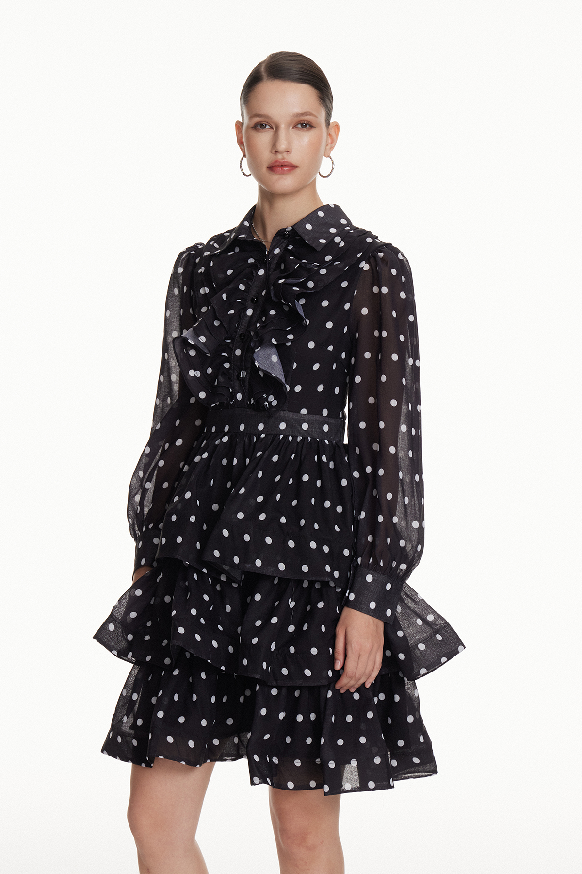 Illia Dot Ruffle Mini Dress