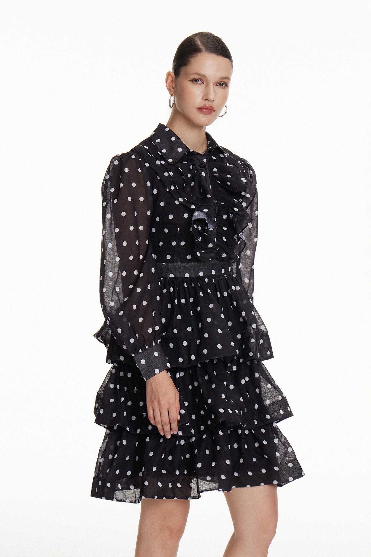 Illia Dot Ruffle Mini Dress