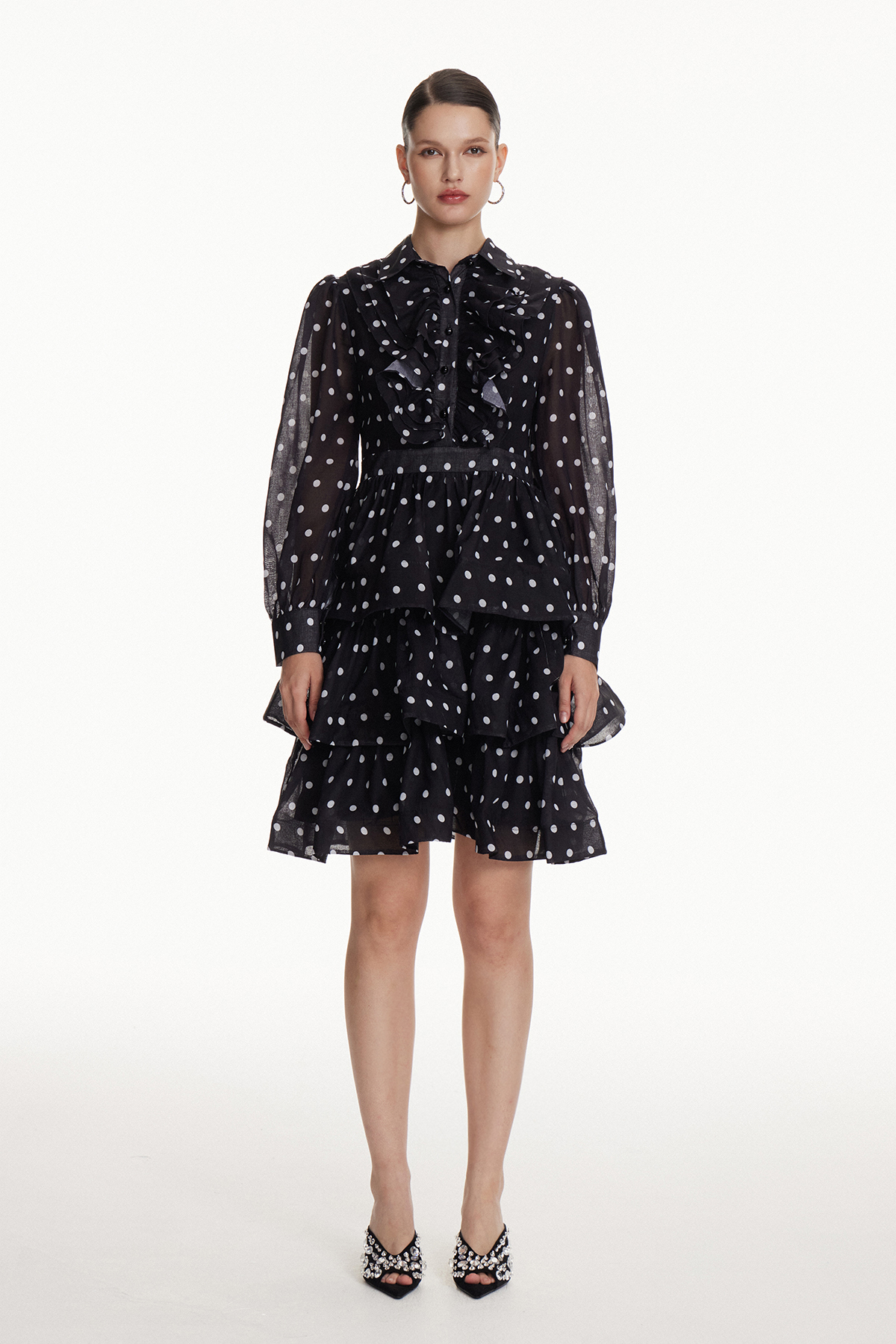Illia Dot Ruffle Mini Dress