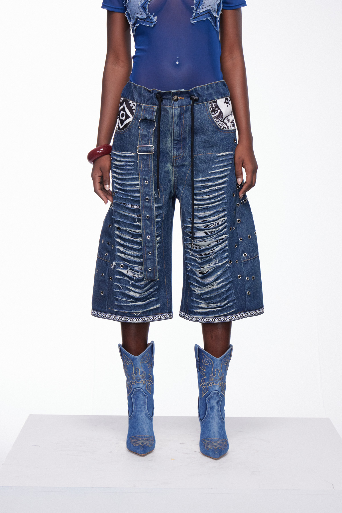 Ilmar Ripped Print Capri Jeans