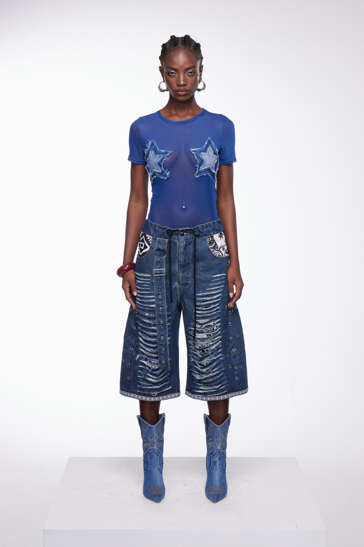 Ilmar Ripped Print Capri Jeans