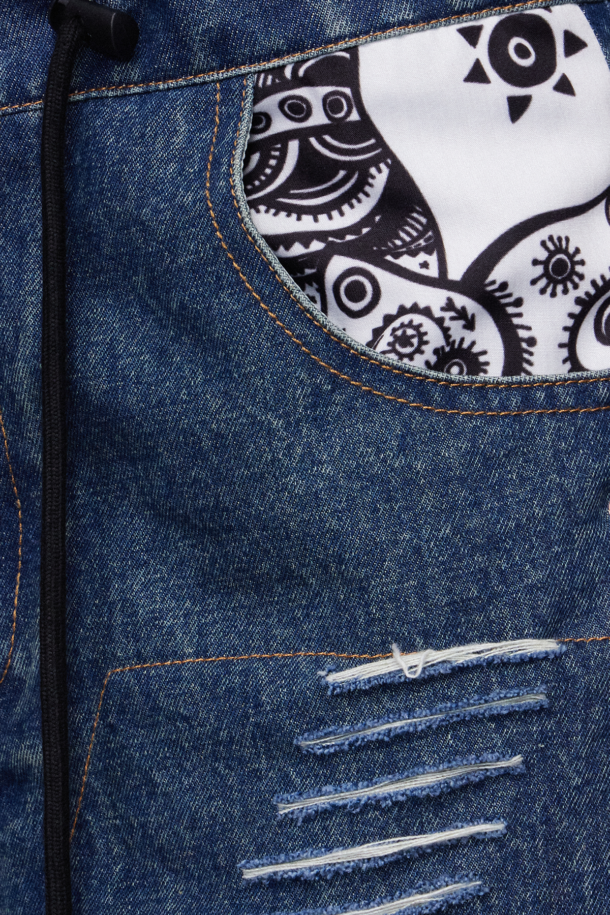 Ilmar Ripped Print Capri Jeans