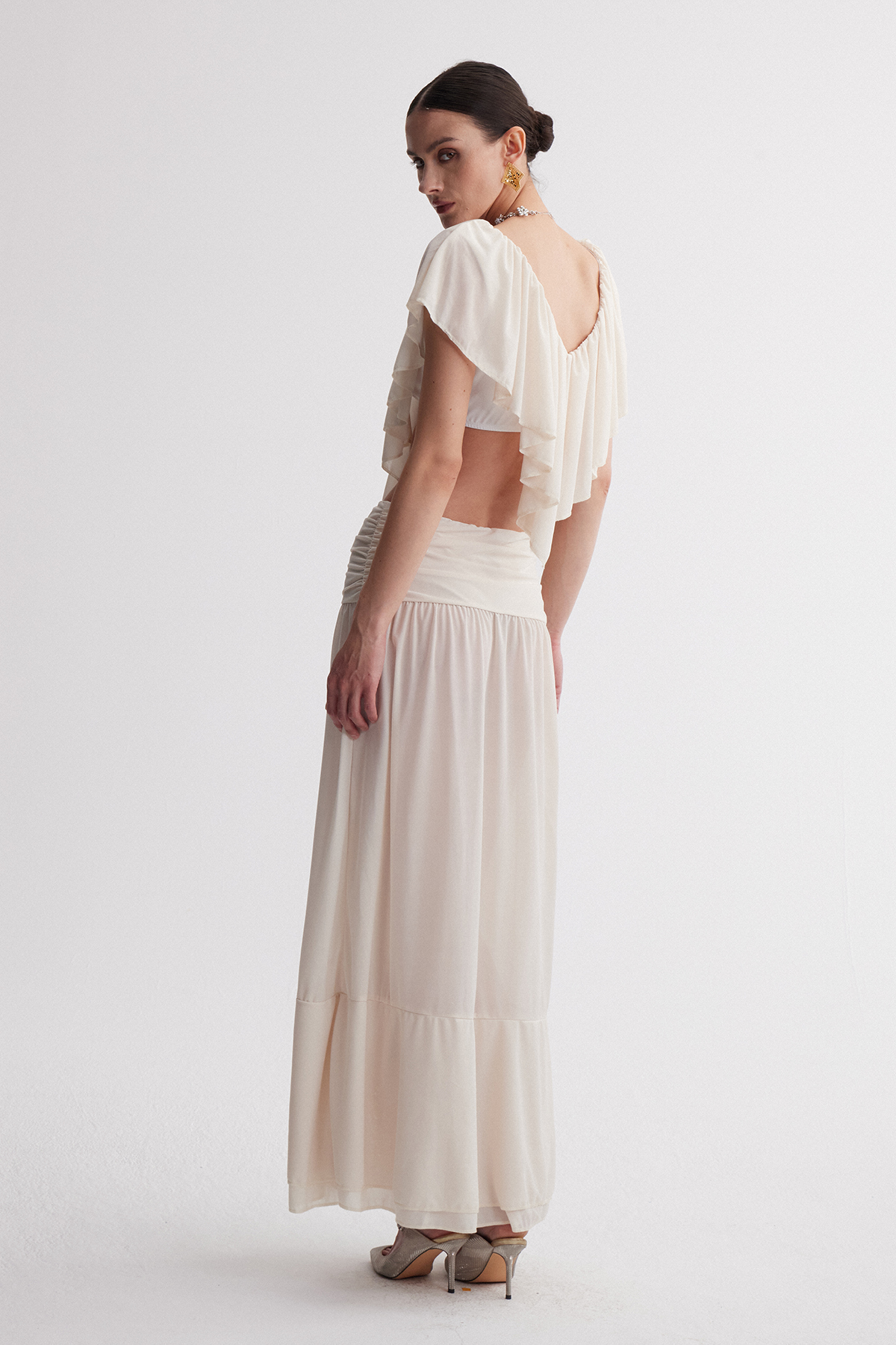 Ilme Ruffle Mesh Skirt Set