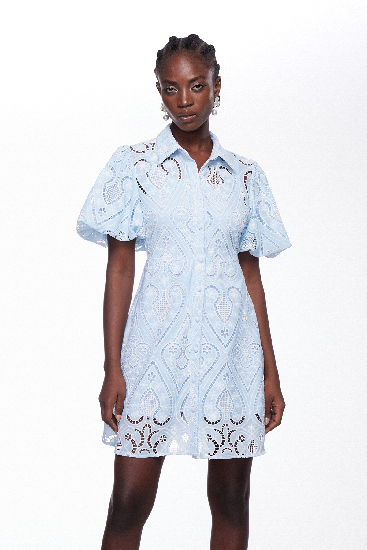 Ilmi Puff Sleeve Lace Mini Dress