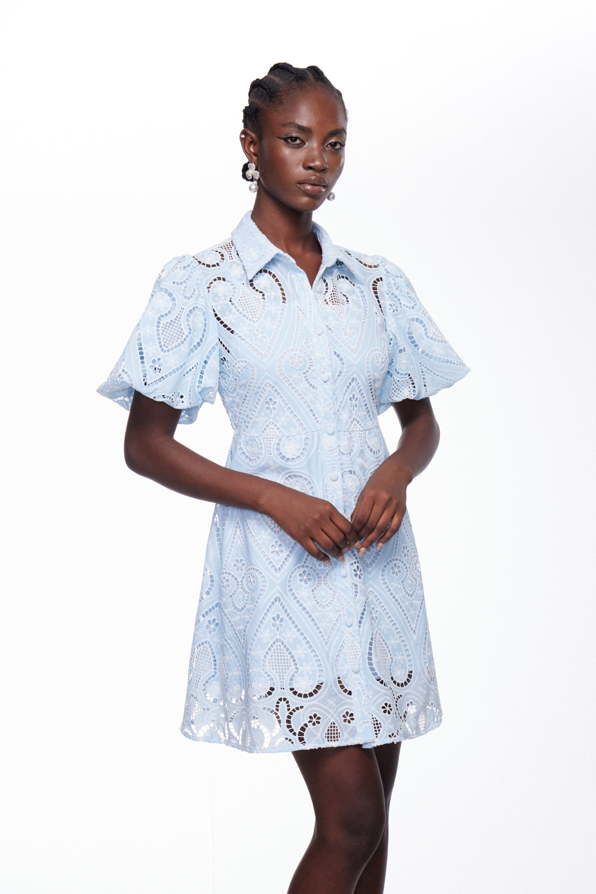 Ilmi Puff Sleeve Lace Mini Dress