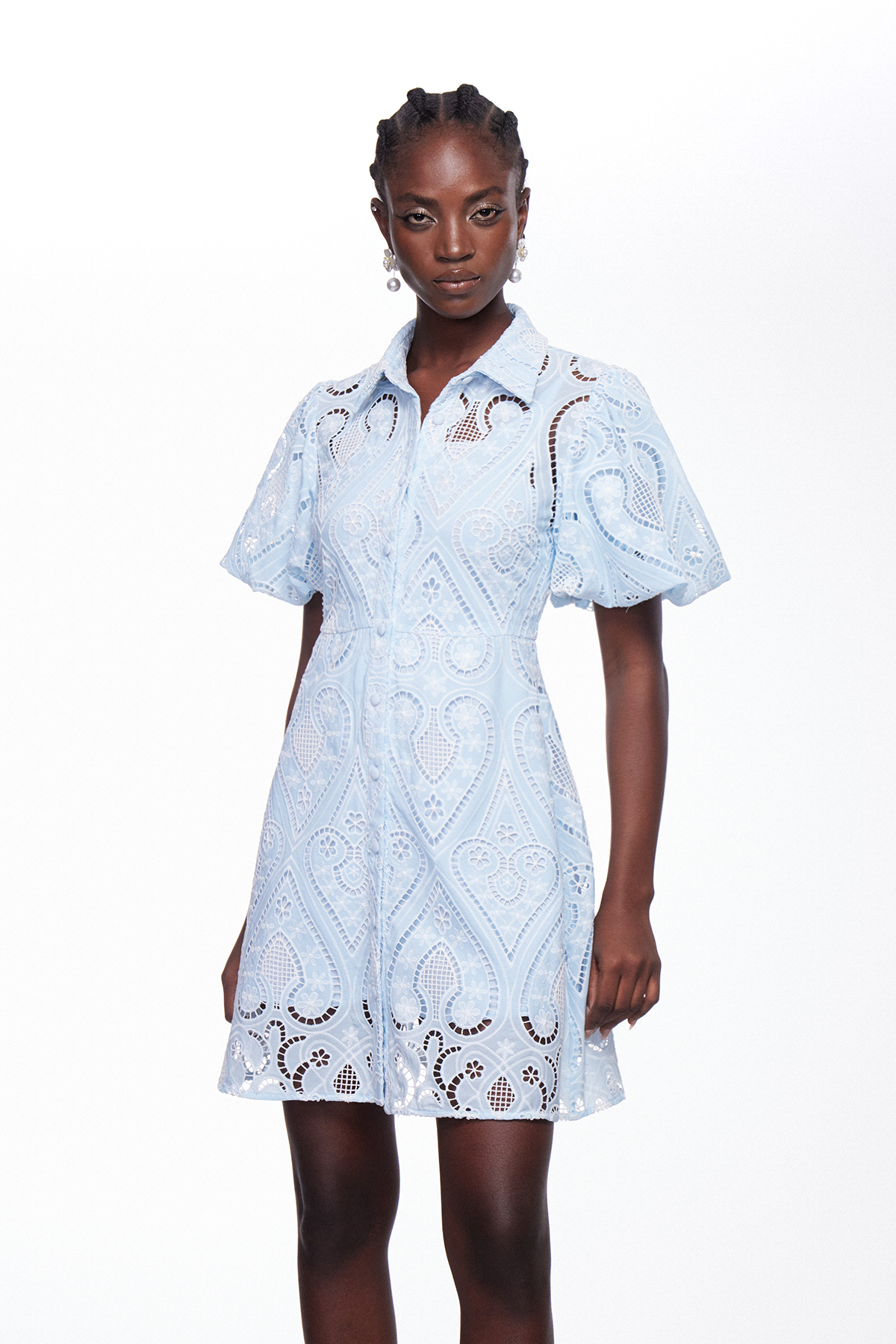 Ilmi Puff Sleeve Lace Mini Dress