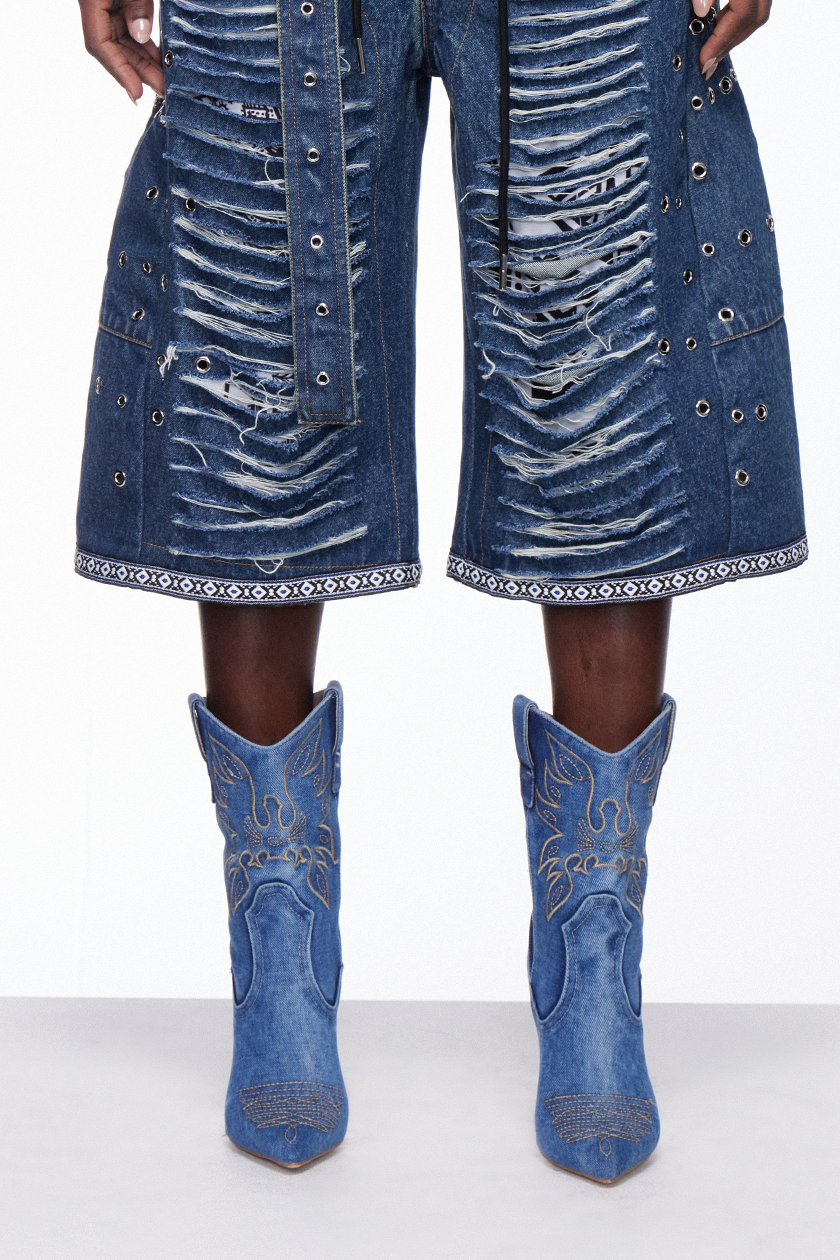 Ilona Embroidered Denim Boots