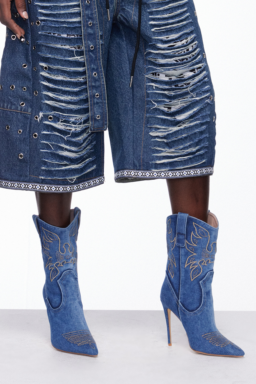 Ilona Embroidered Denim Boots