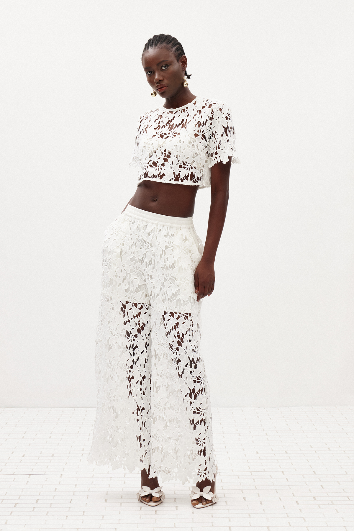 Ilpo Crop Lace Pants Set