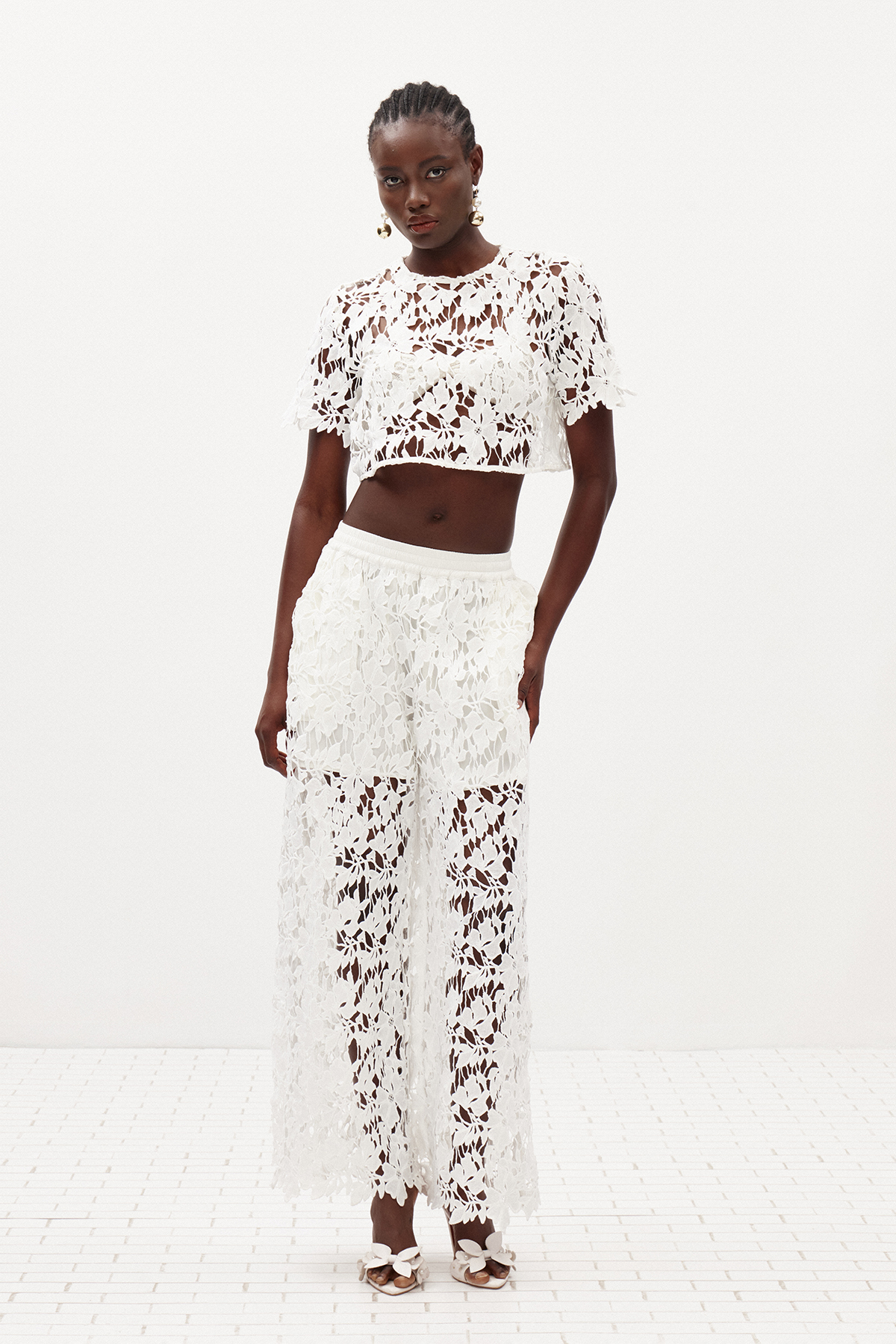 Ilpo Crop Lace Pants Set