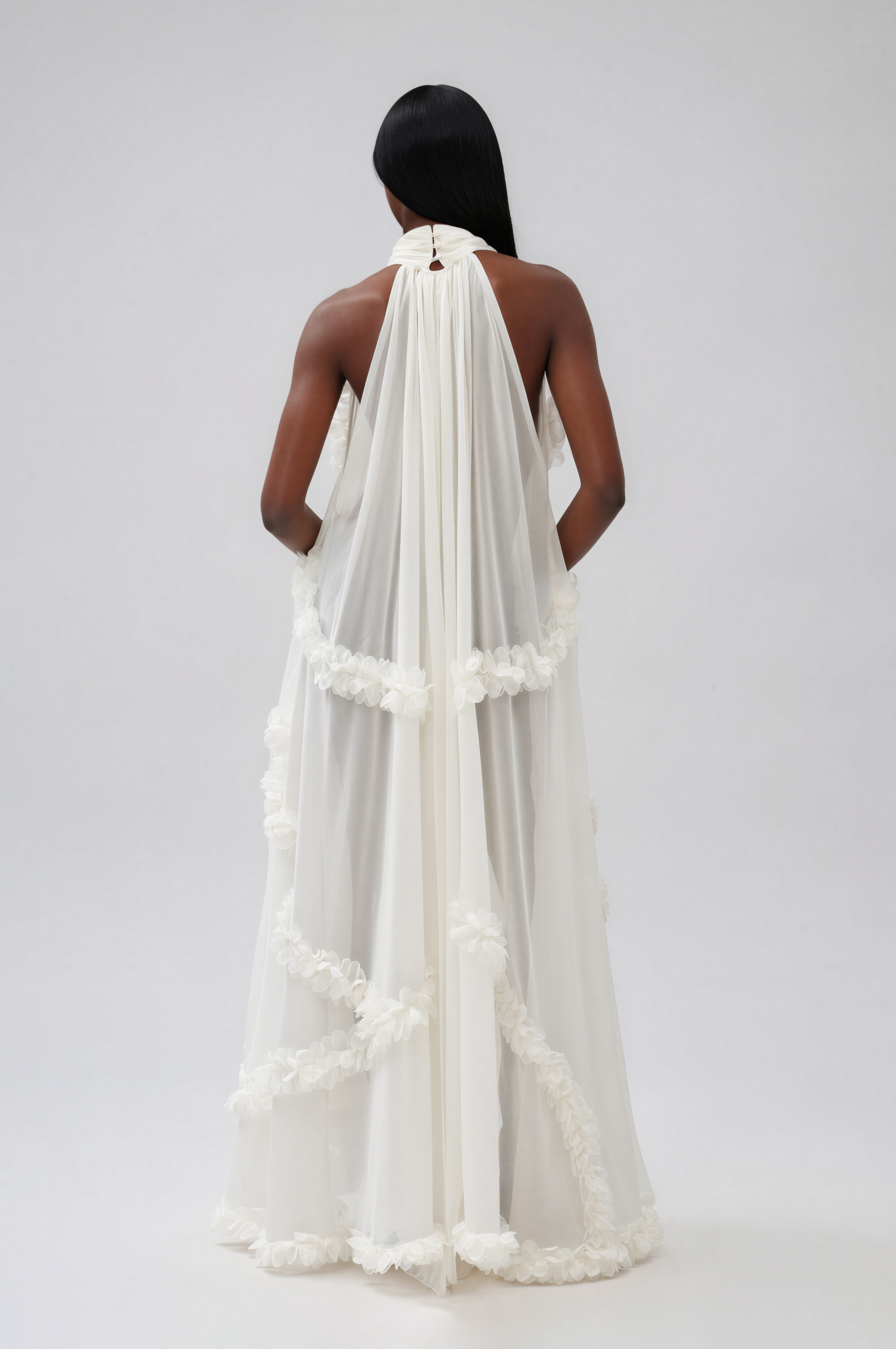 Ilqar Halter Neck Flower Split Maxi Dress