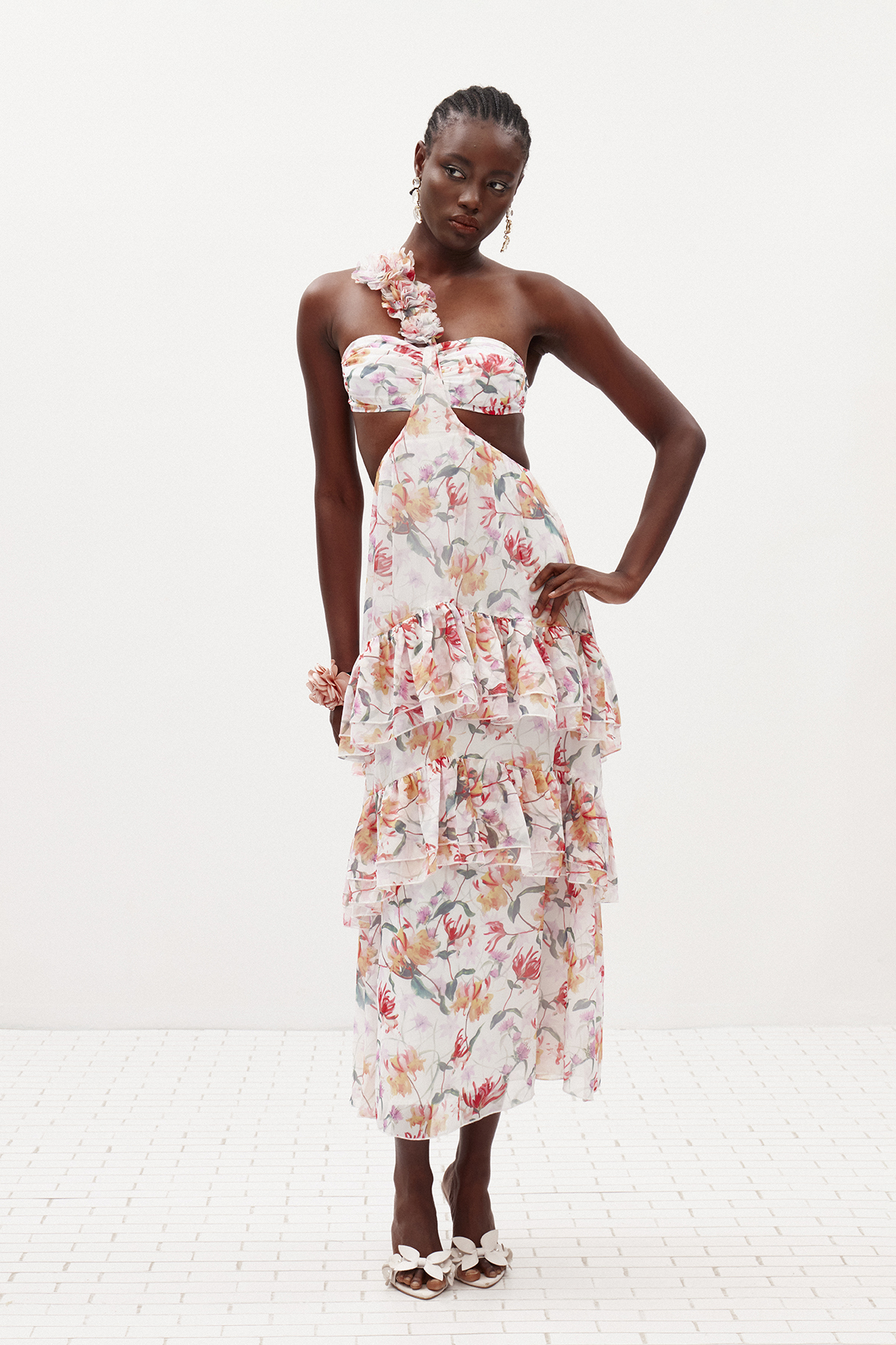 Ilsa One Shoulder Cutout Floral Maxi Dress