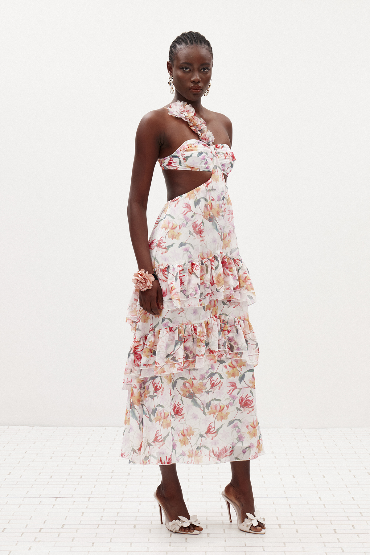 Ilsa One Shoulder Cutout Floral Maxi Dress