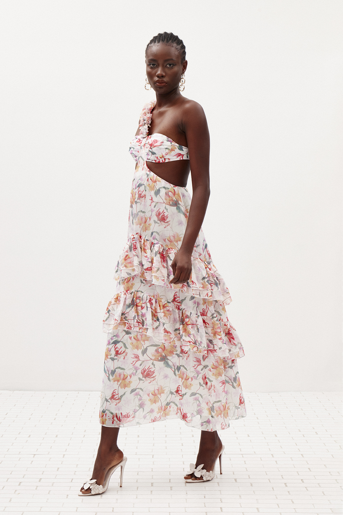 Ilsa One Shoulder Cutout Floral Maxi Dress