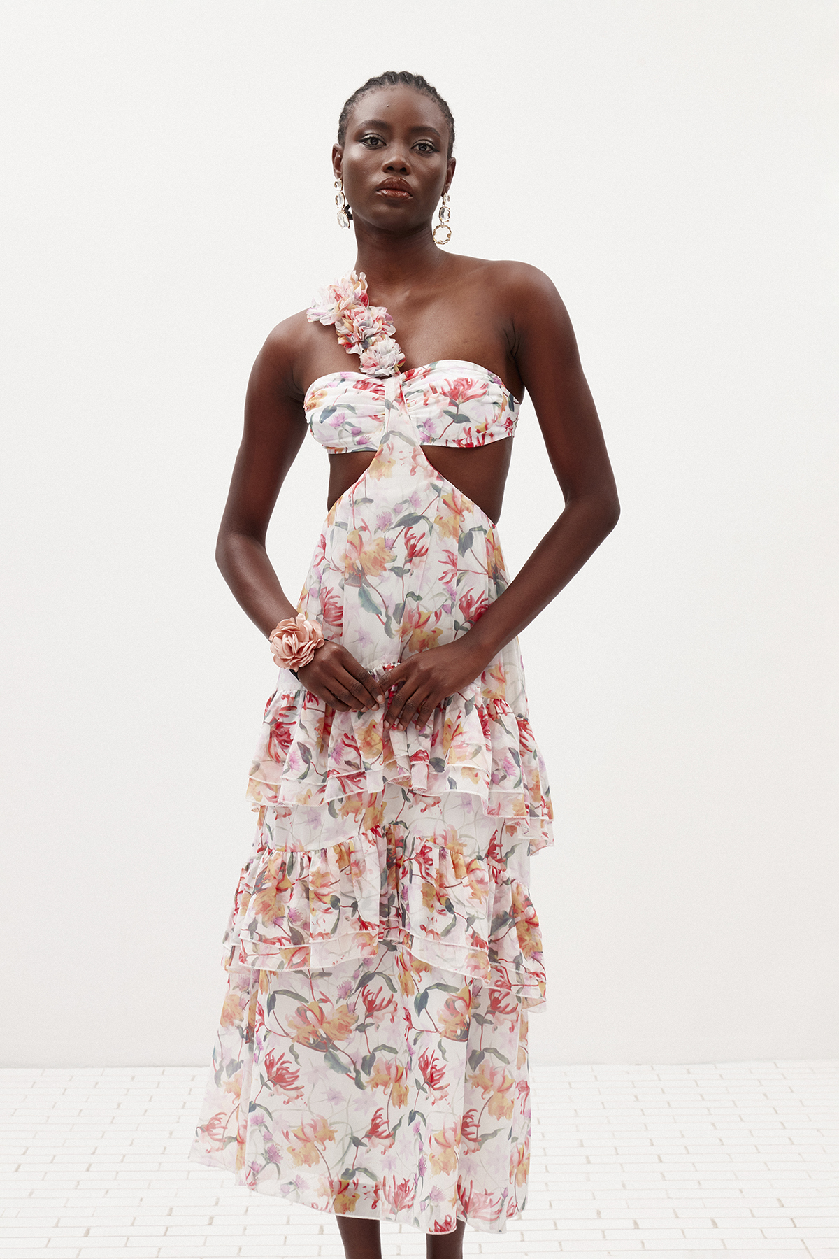 Ilsa One Shoulder Cutout Floral Maxi Dress