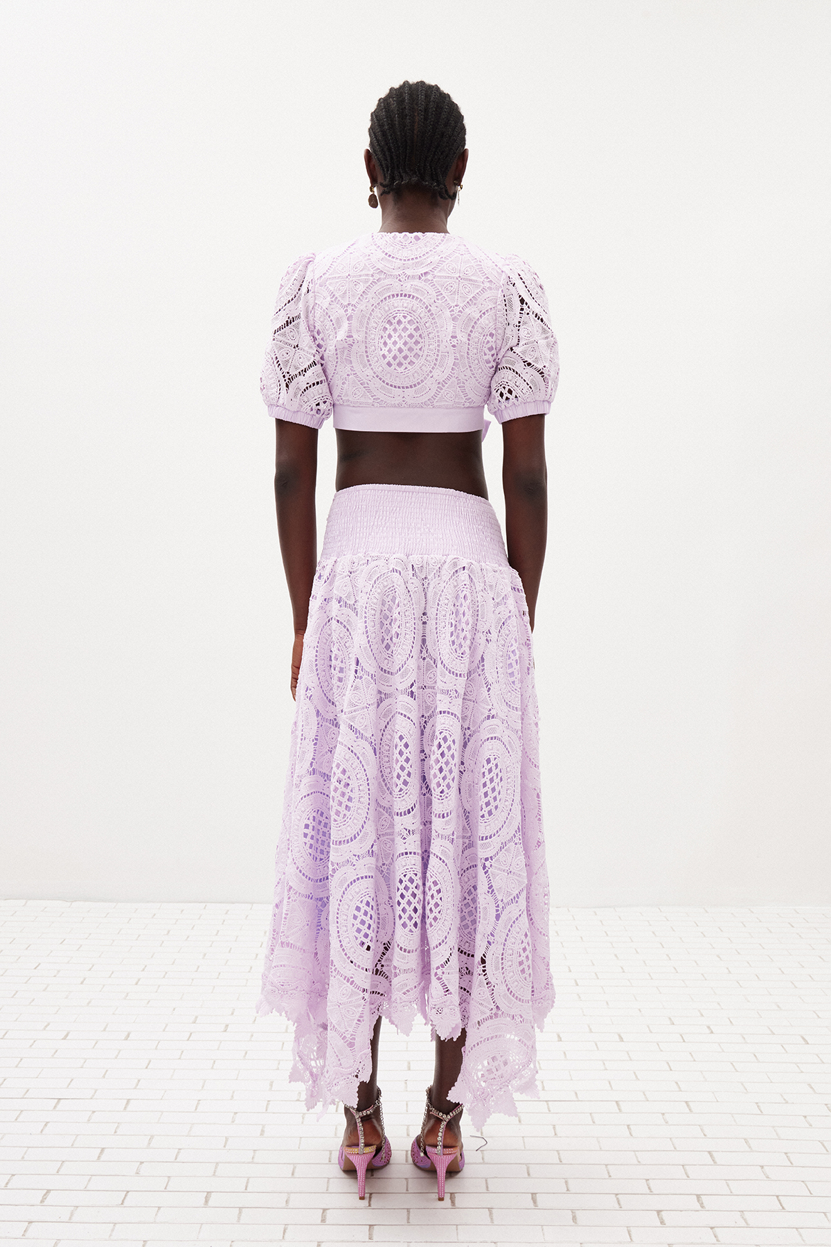Ilshat Plunge Bow Lace Skirt Set