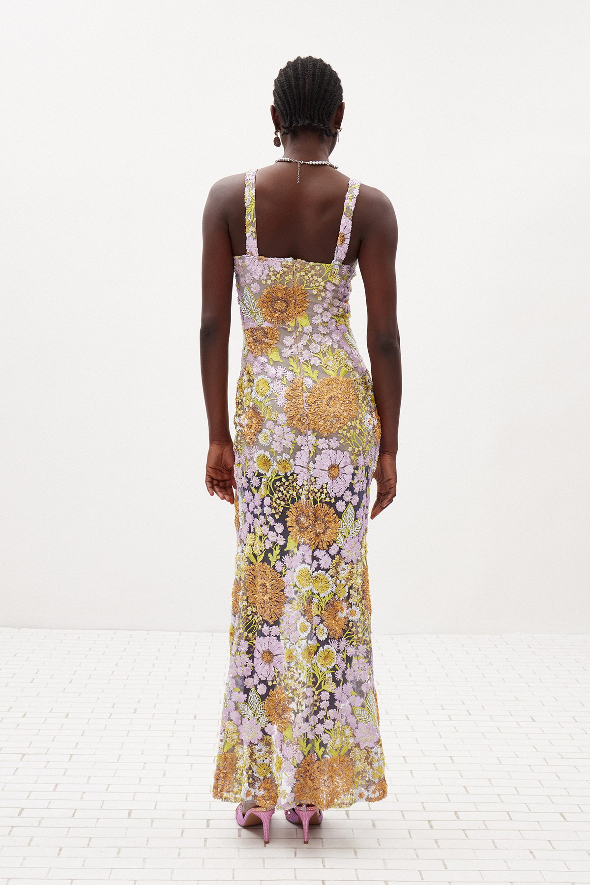 Ilta Sequin Split Floral Maxi Dress