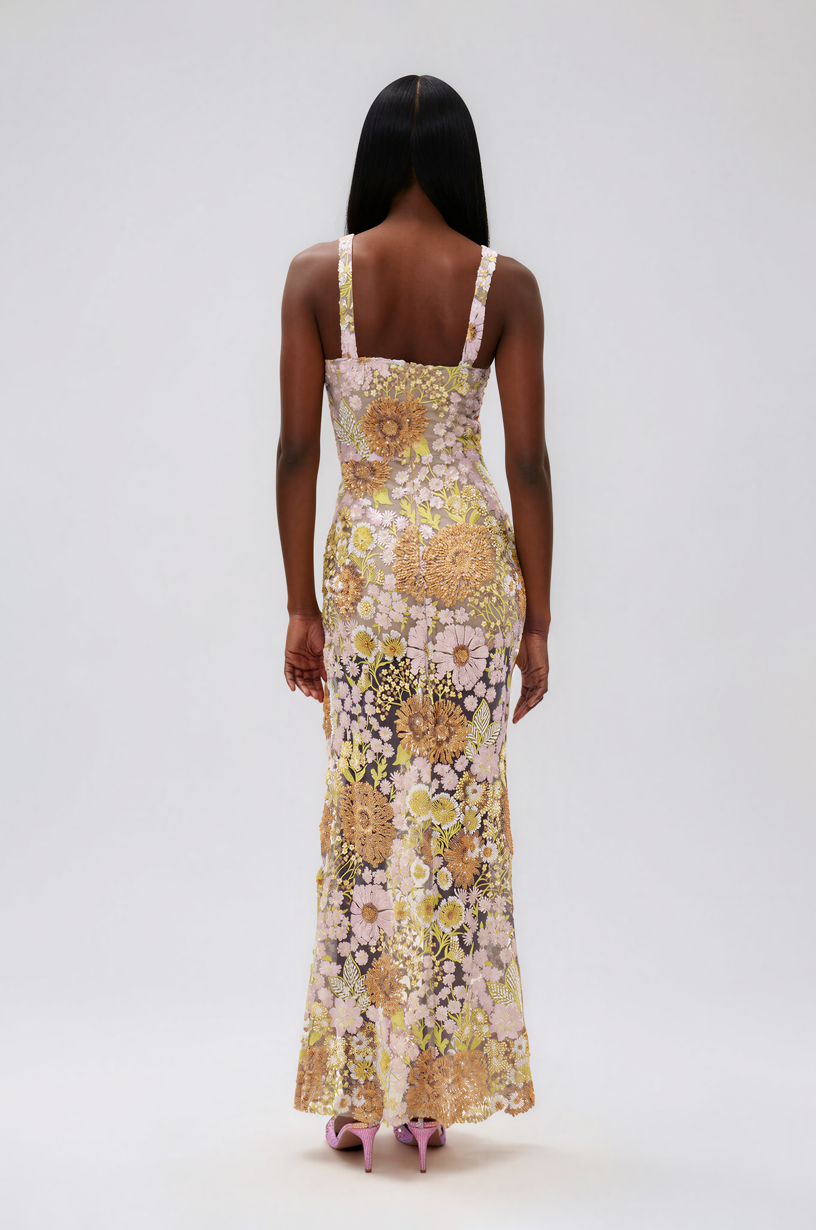 Ilta Sequin Split Floral Maxi Dress