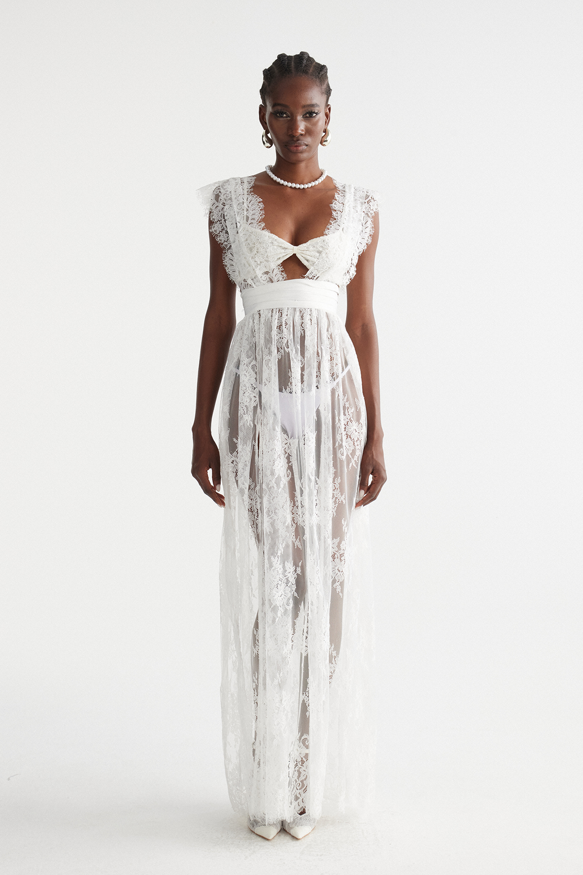 Ilyana Plunge Lace Maxi Dress