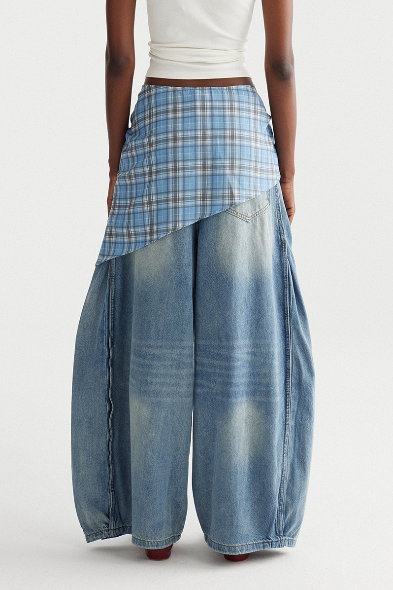 Ima Plaid Tie Up Jeans
