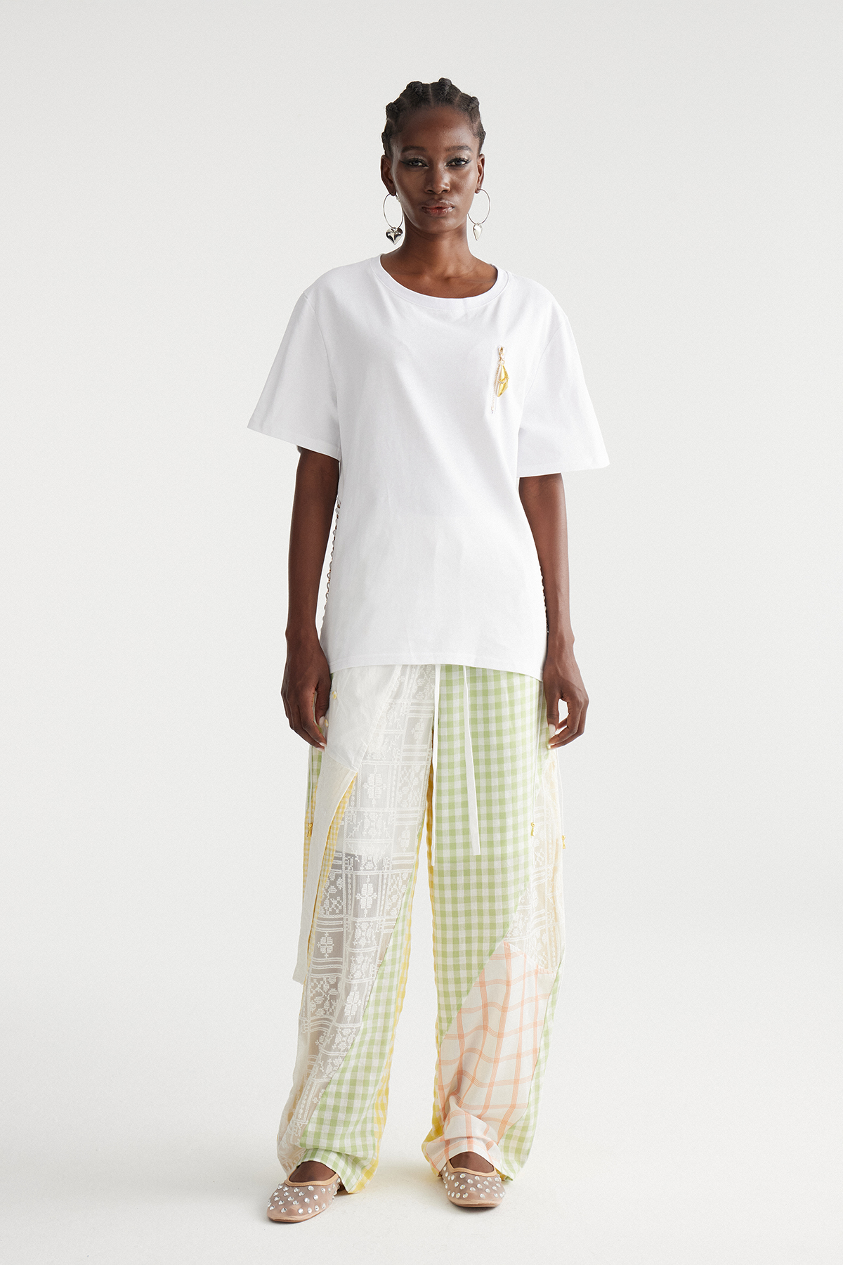 Imaan Lace Up Zipper Top In White