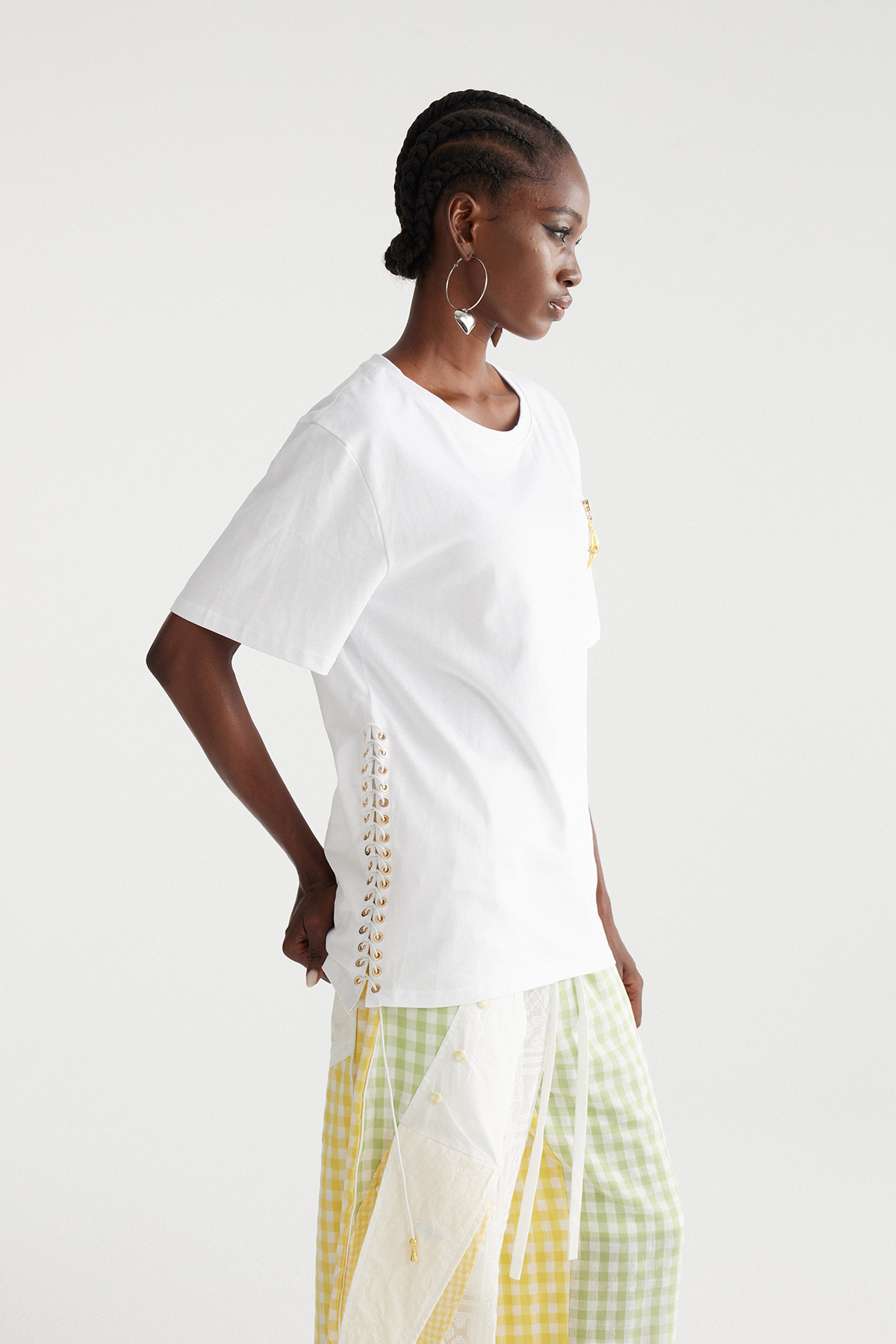 Imaan Lace Up Zipper Top In White