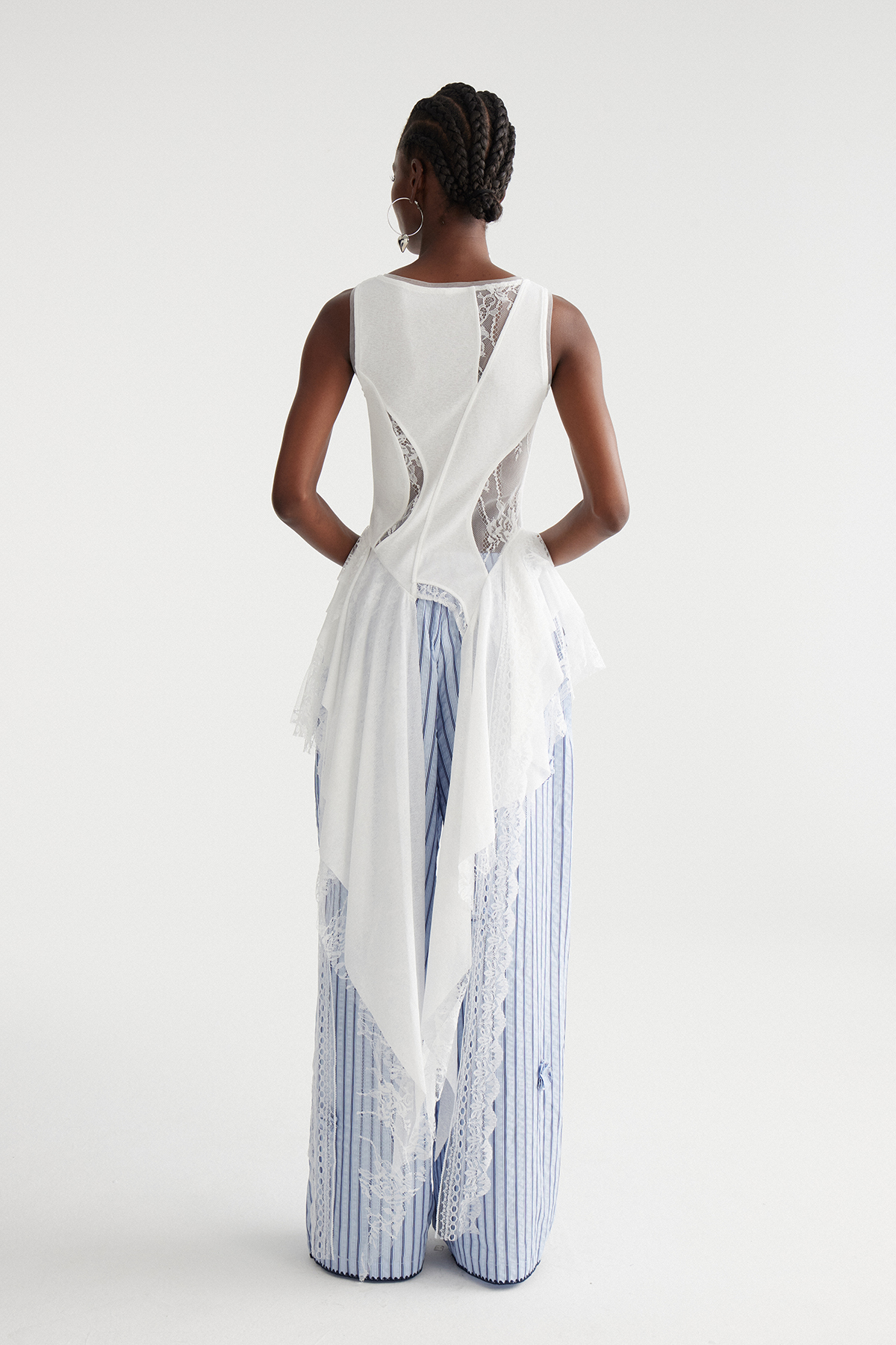 Imaculada Asymmetric Ruffle Lace Top