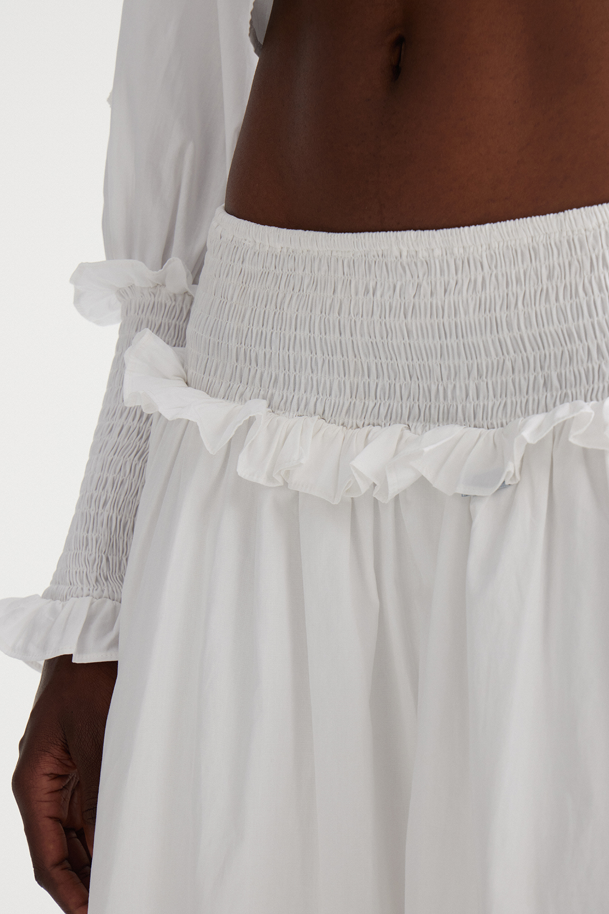 Imane Crop Ruffle Lace Skirt Set
