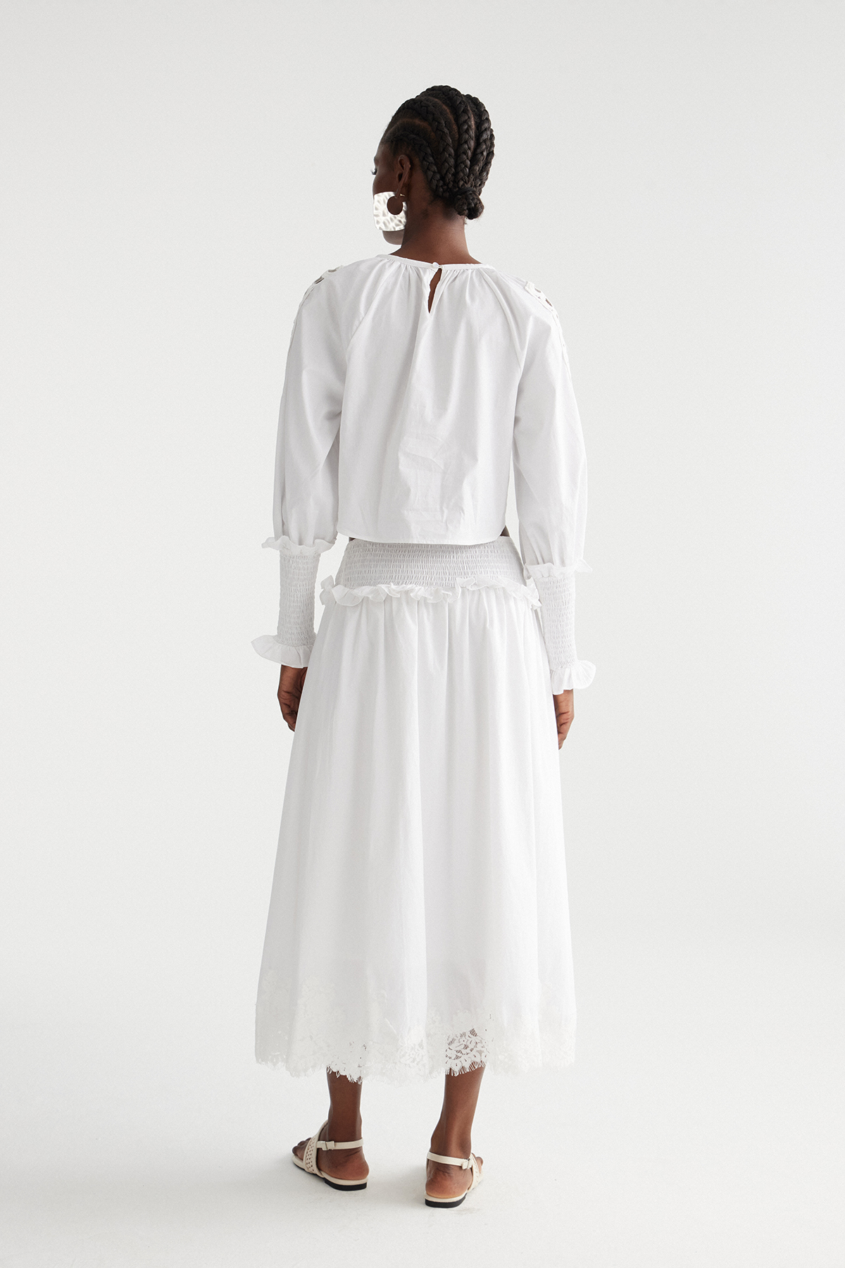 Imane Crop Ruffle Lace Skirt Set