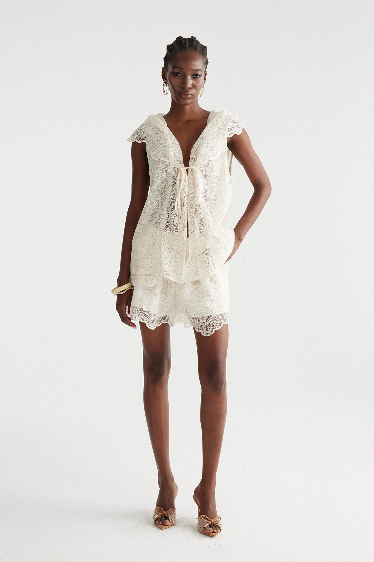 Imanol Hooded Lace Short Set
