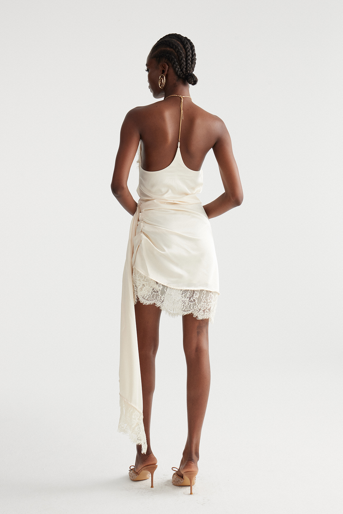 Imants Draped Lace Fringe Mini Dress