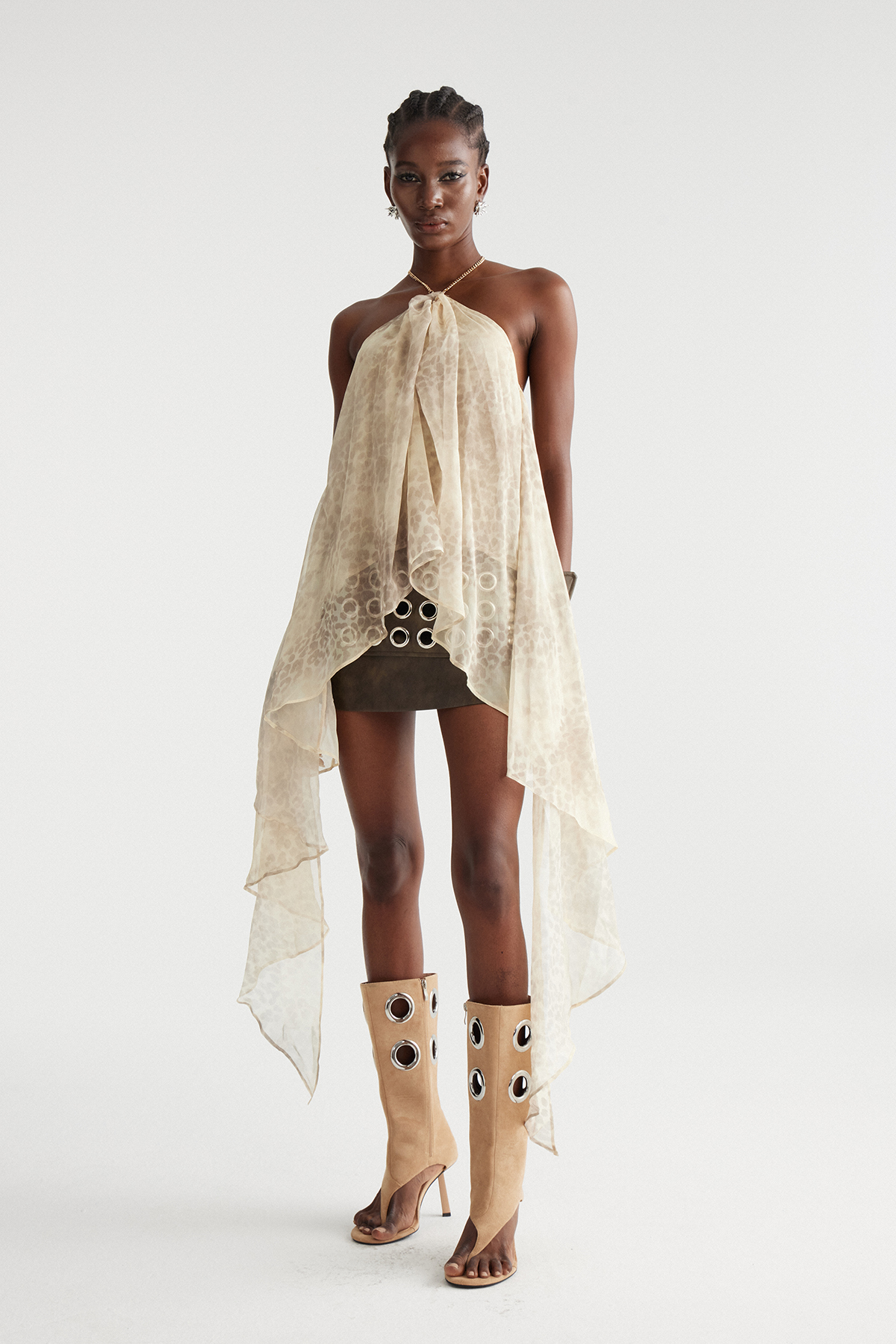 Imeda Halter Neck Leopard Fringe Top