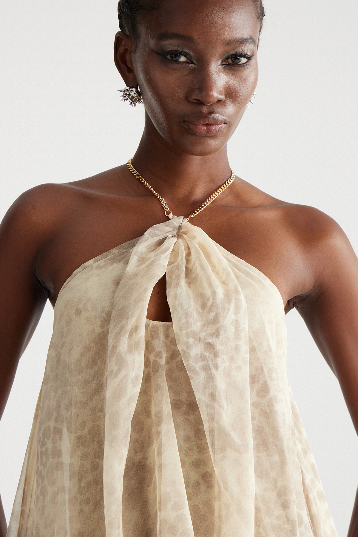 Imeda Halter Neck Leopard Fringe Top