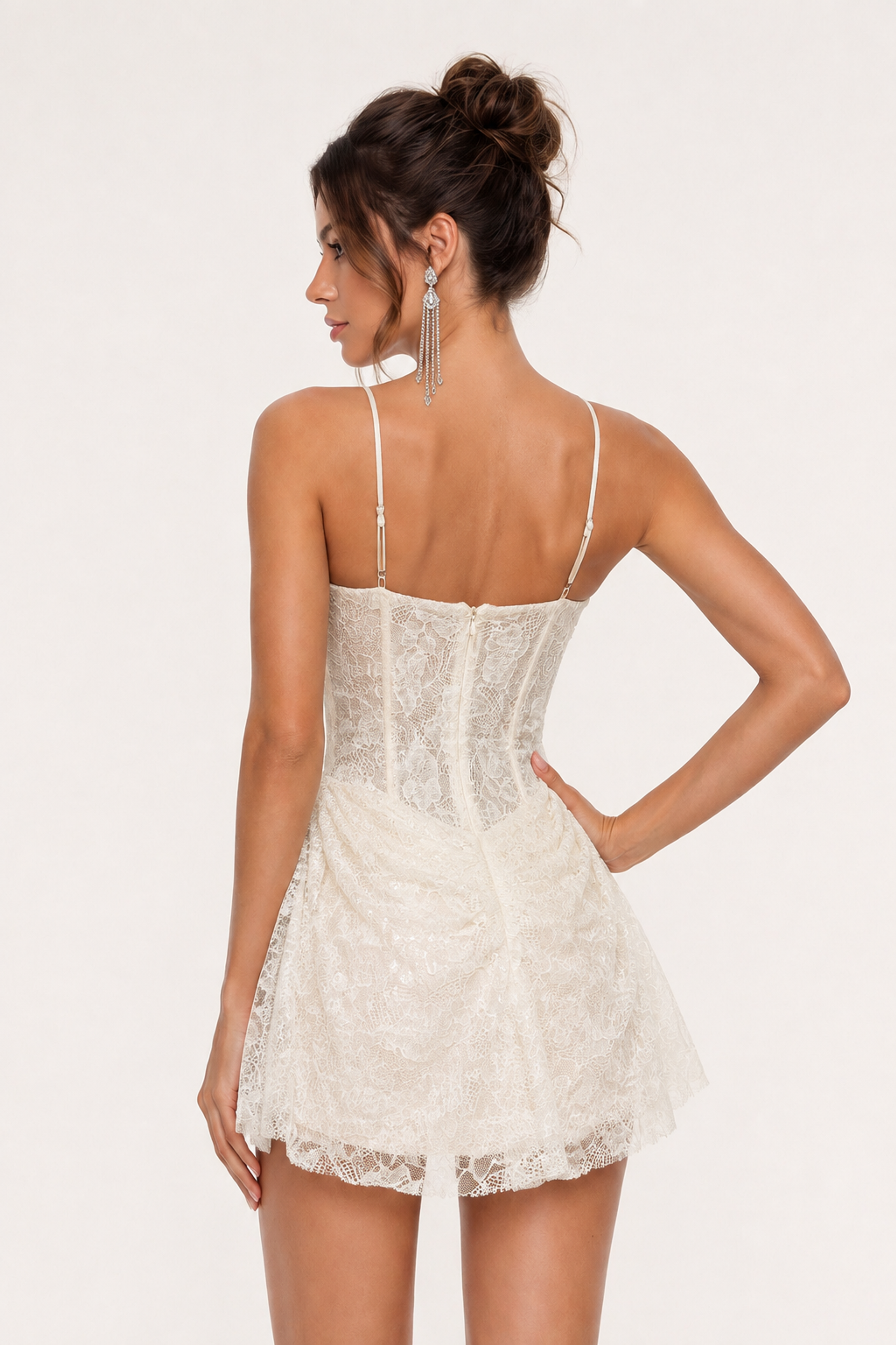 Imelda Spaghetti Lace Sequin Mini Dress