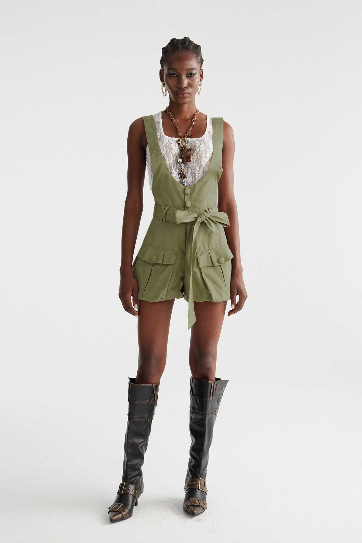 Imma Sleeveless Overalls Shorts Set