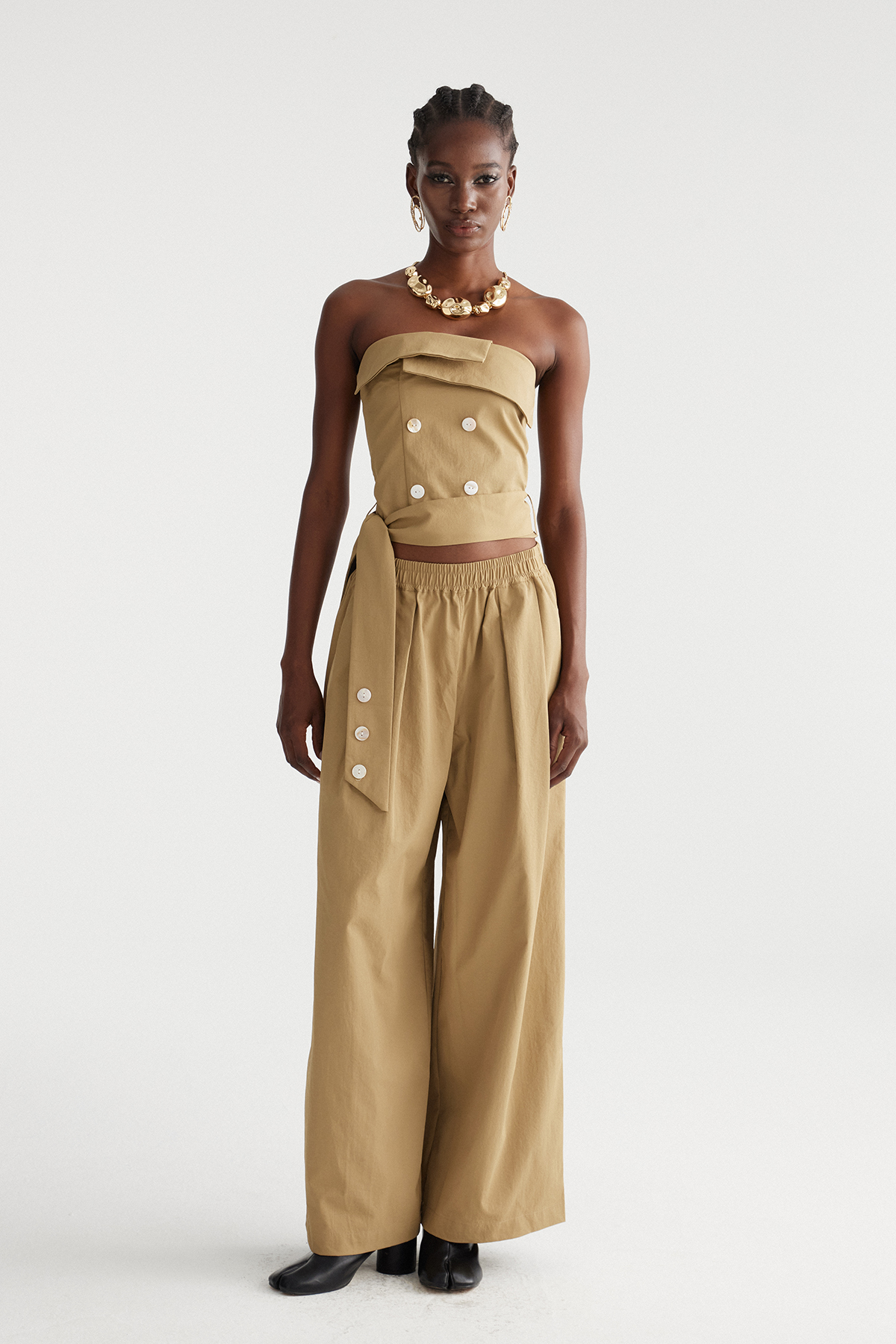 Immacolata Strapless Button Pants Set