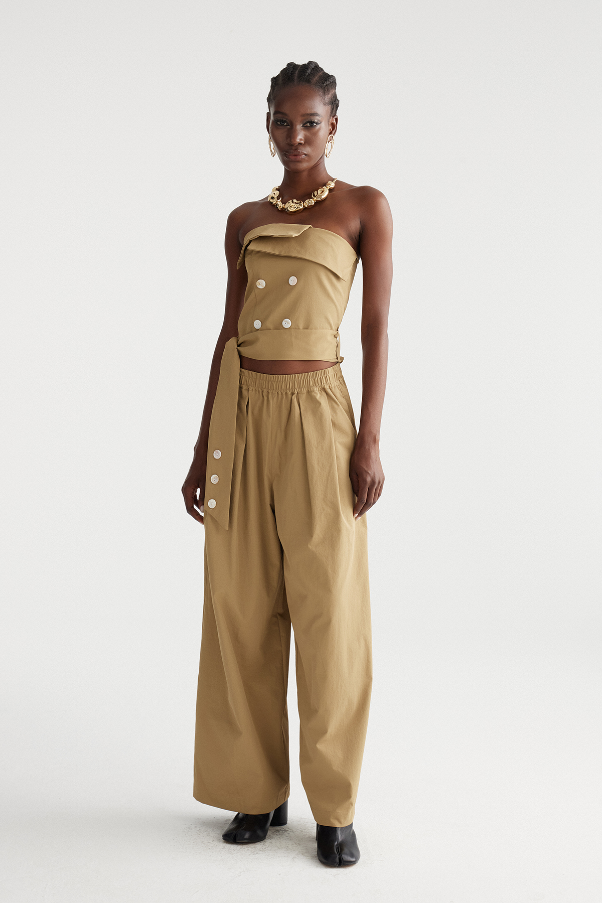 Immacolata Strapless Button Pants Set