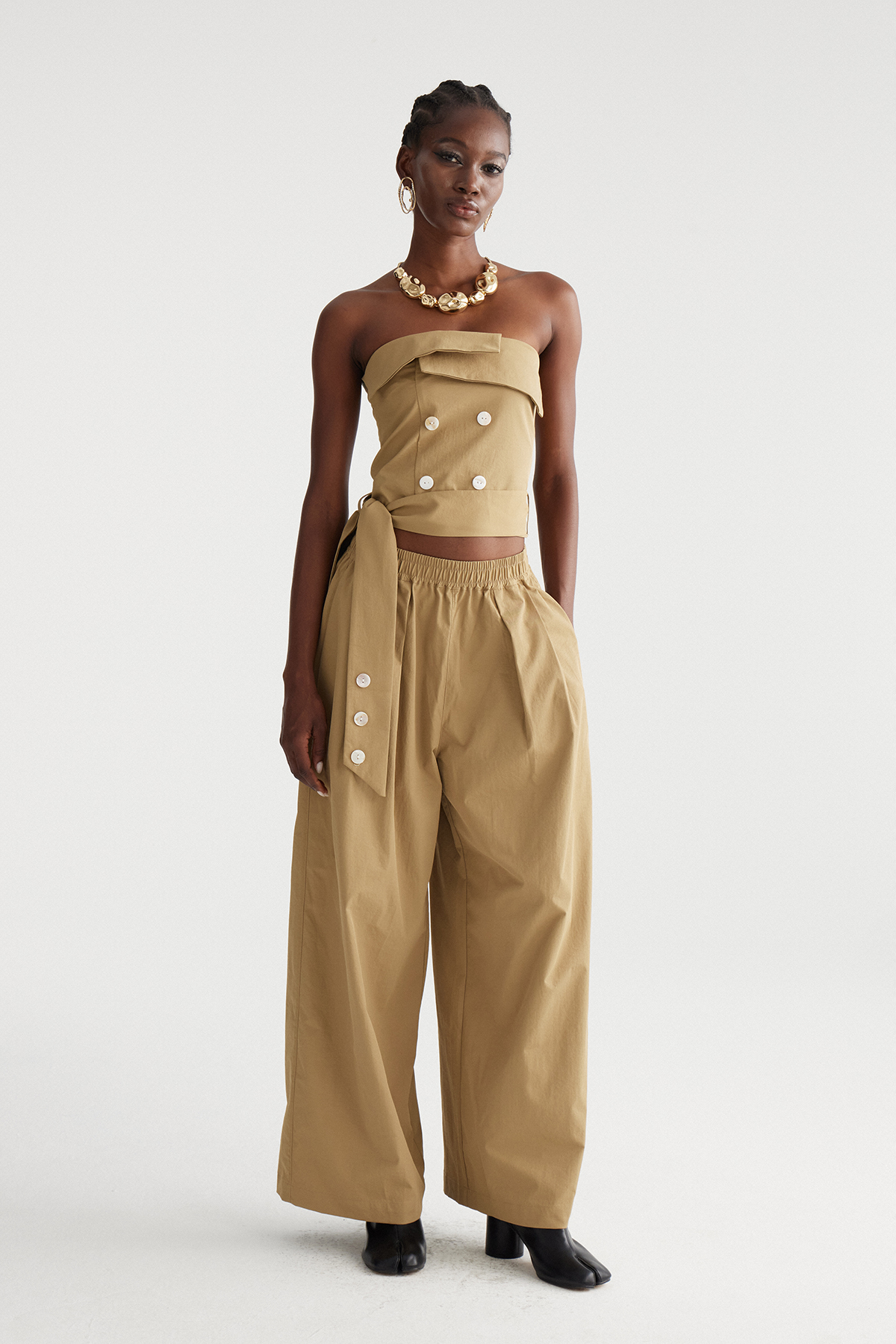 Immacolata Strapless Button Pants Set