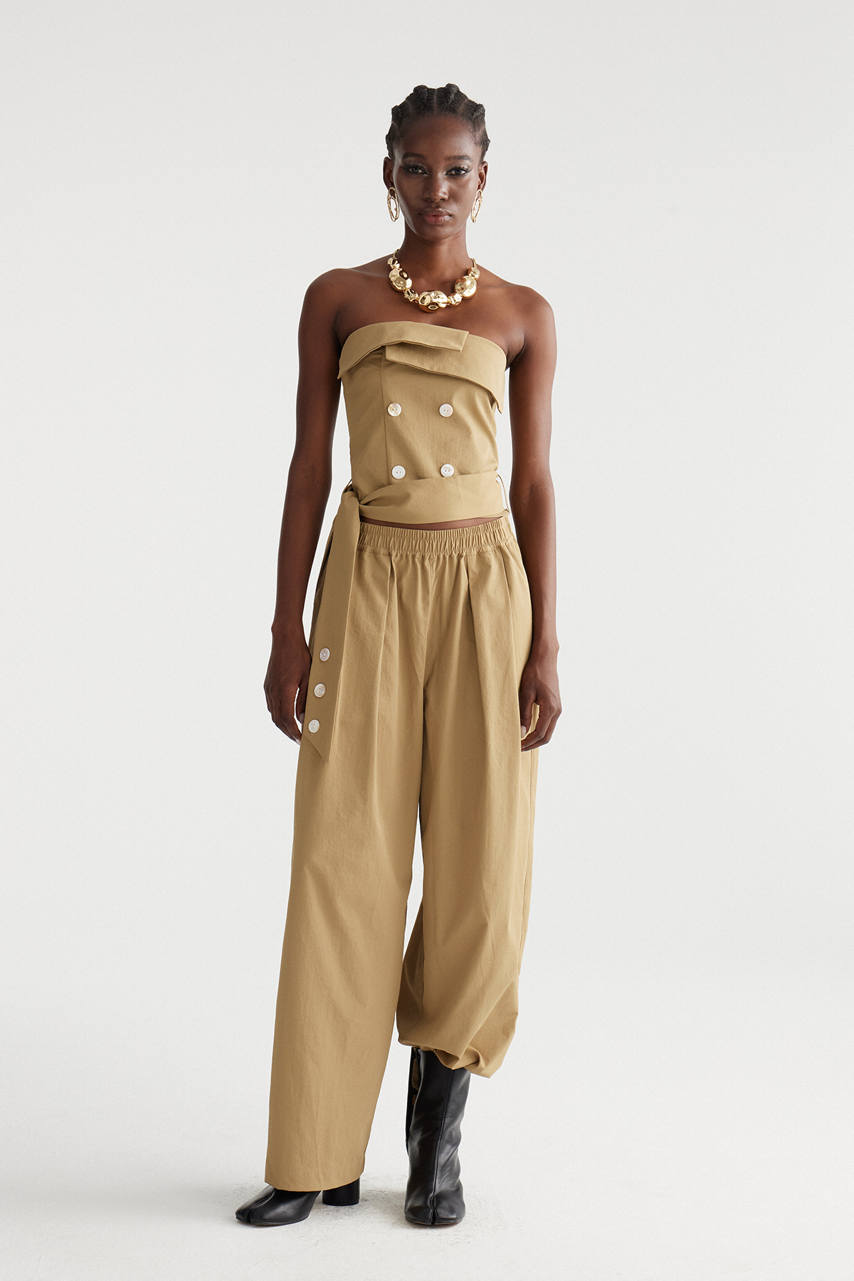 Immacolata Strapless Button Pants Set